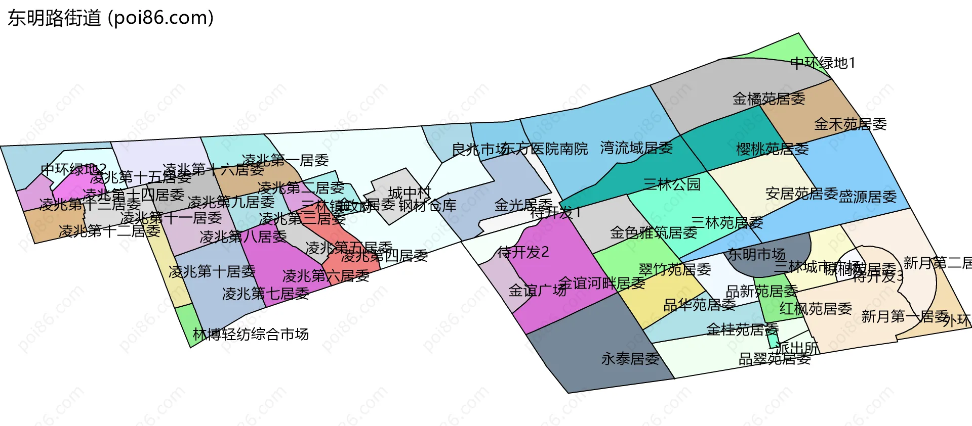 东明路街道边界地图(五级行政区划)