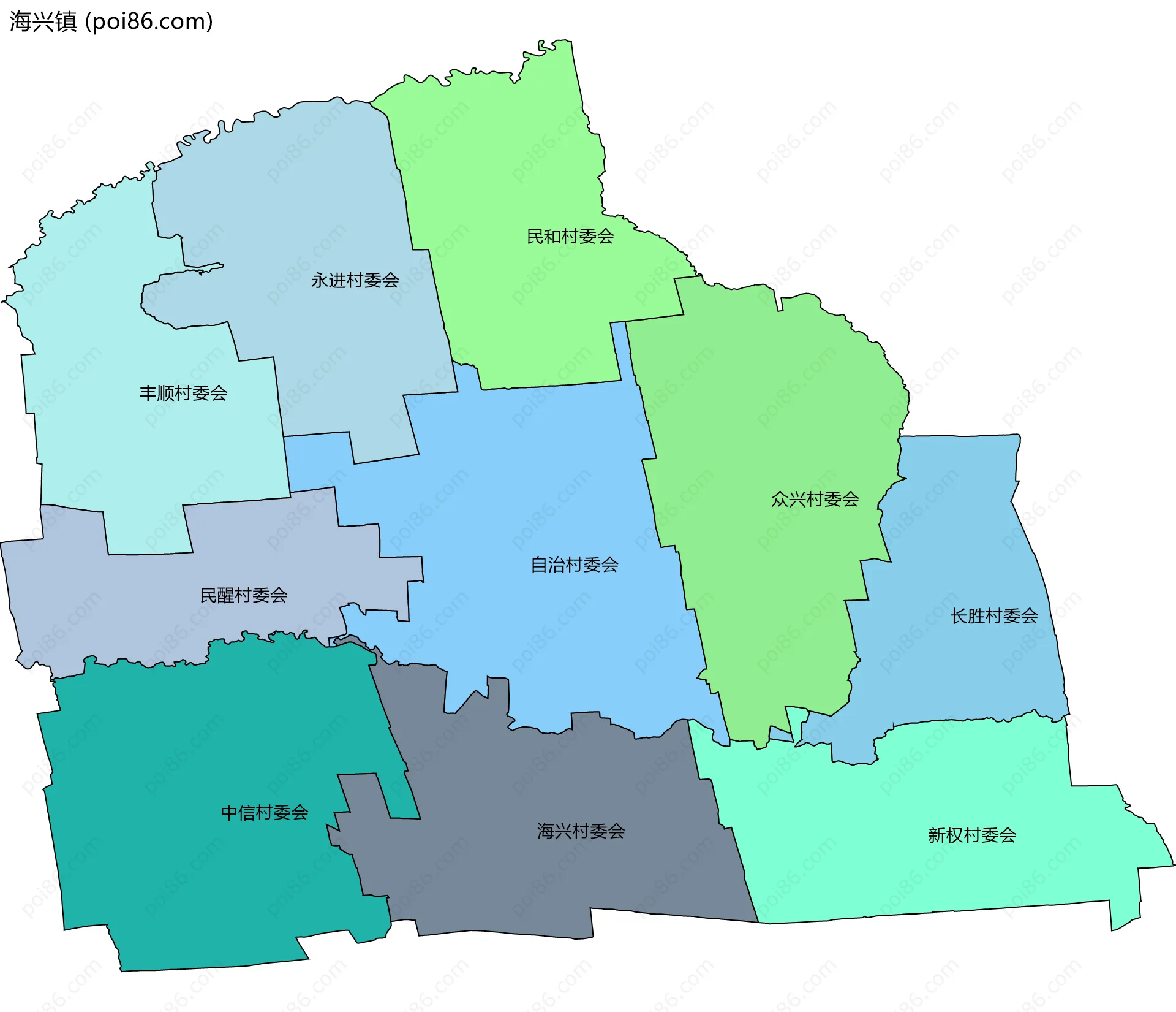 海兴镇边界地图(五级行政区划)