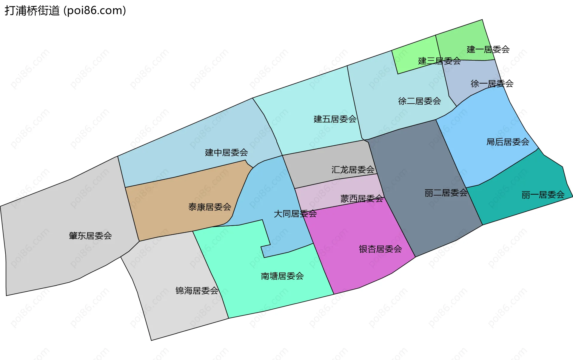 打浦桥街道边界地图(五级行政区划)
