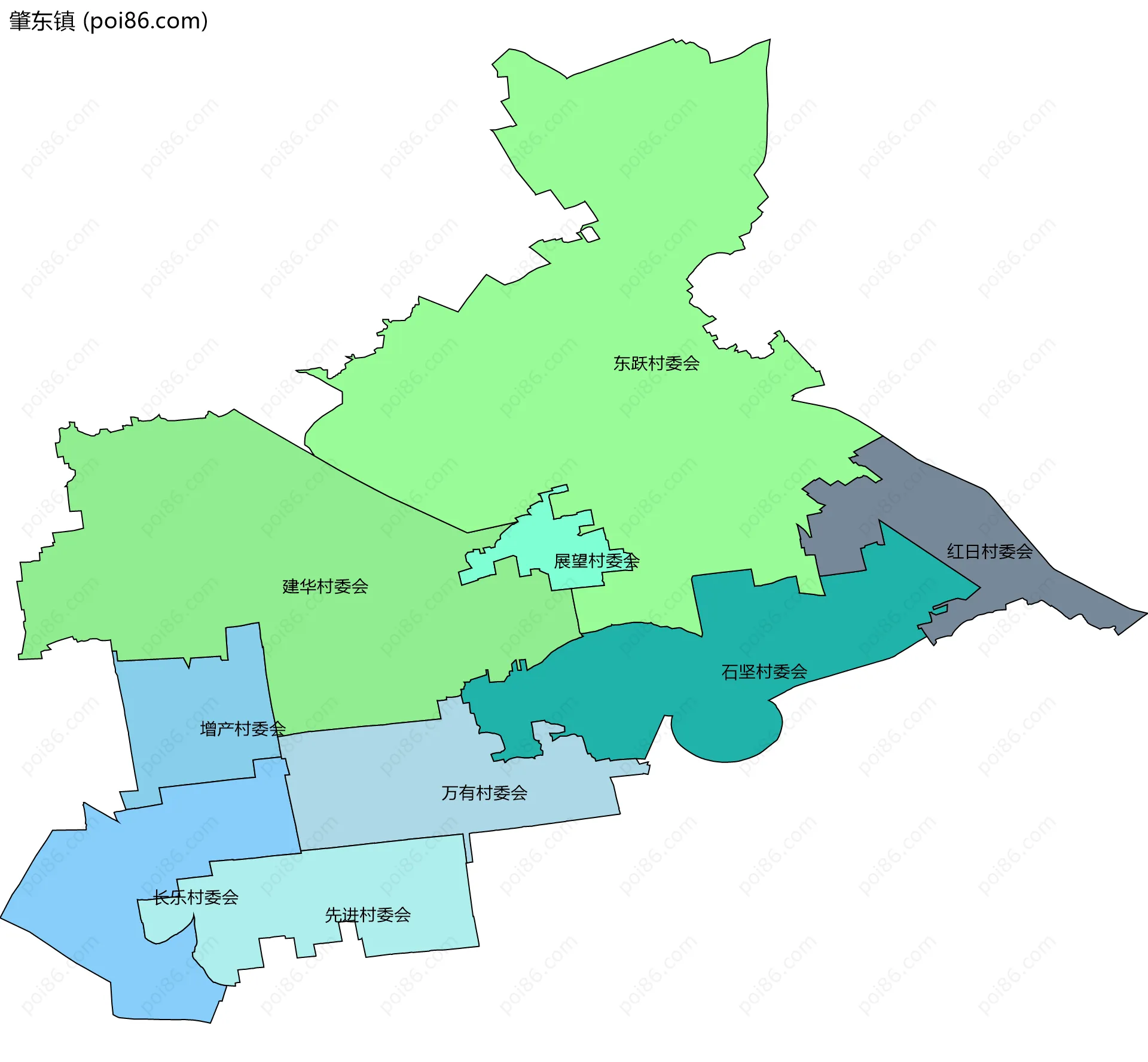 肇东镇边界地图(五级行政区划)