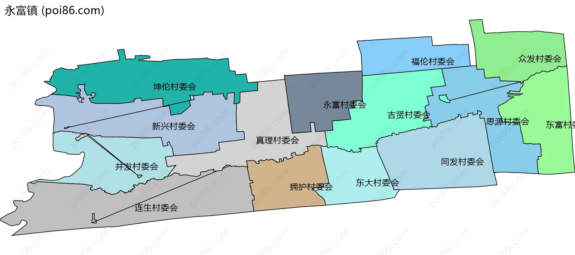 永富镇边界地图(五级行政区划)