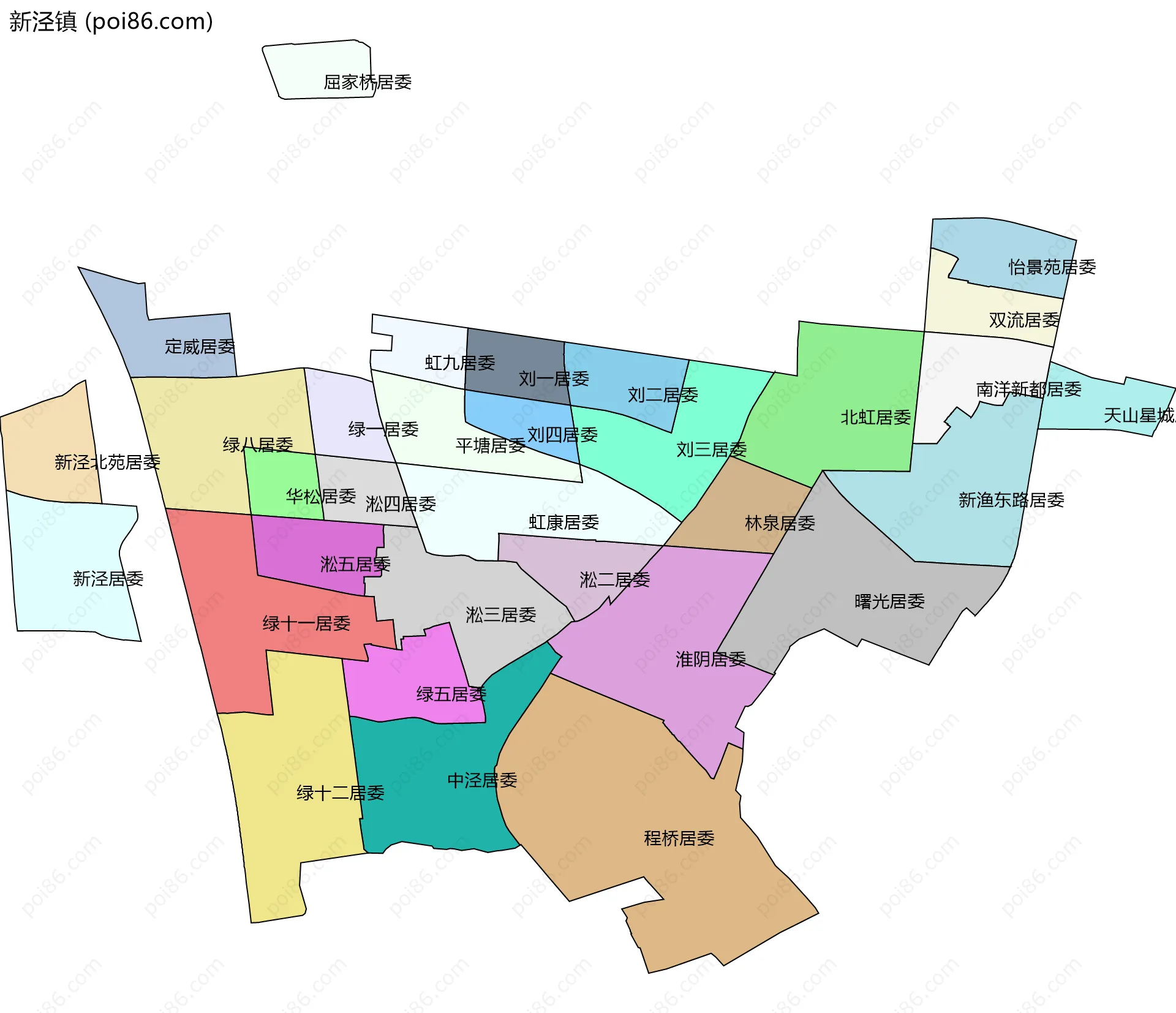 新泾镇边界地图(五级行政区划)