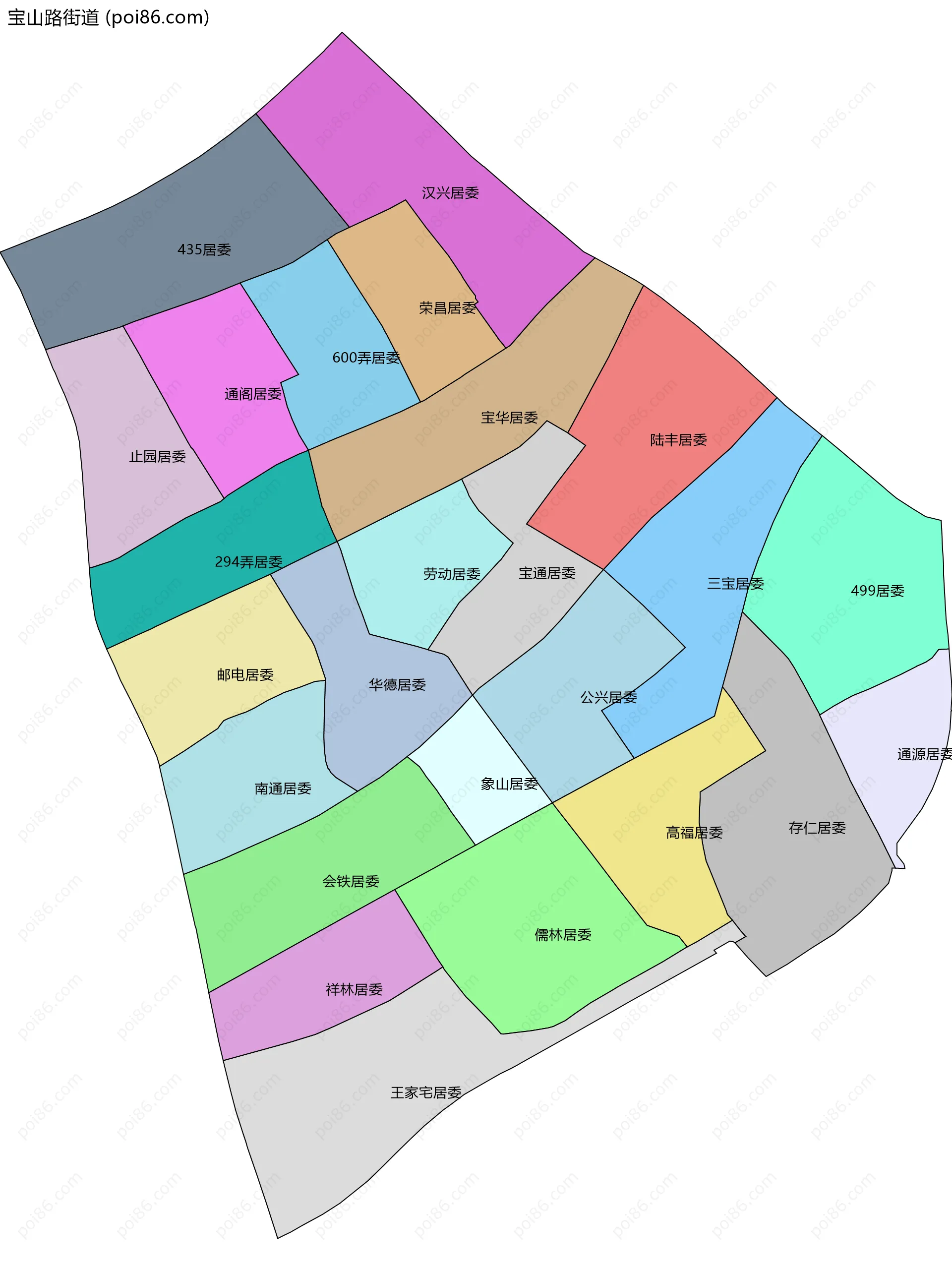 宝山路街道边界地图(五级行政区划)