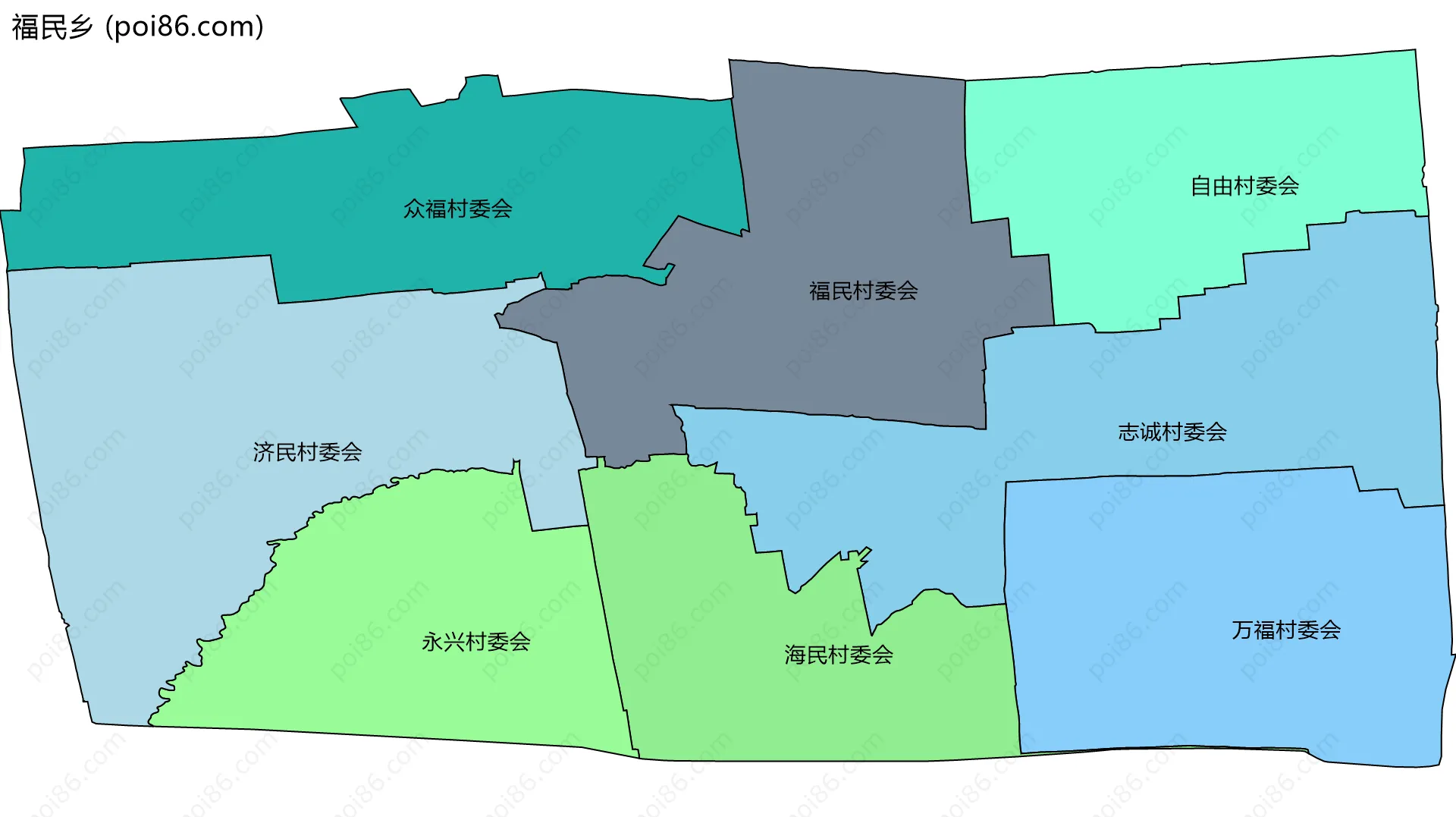 福民乡边界地图(五级行政区划)