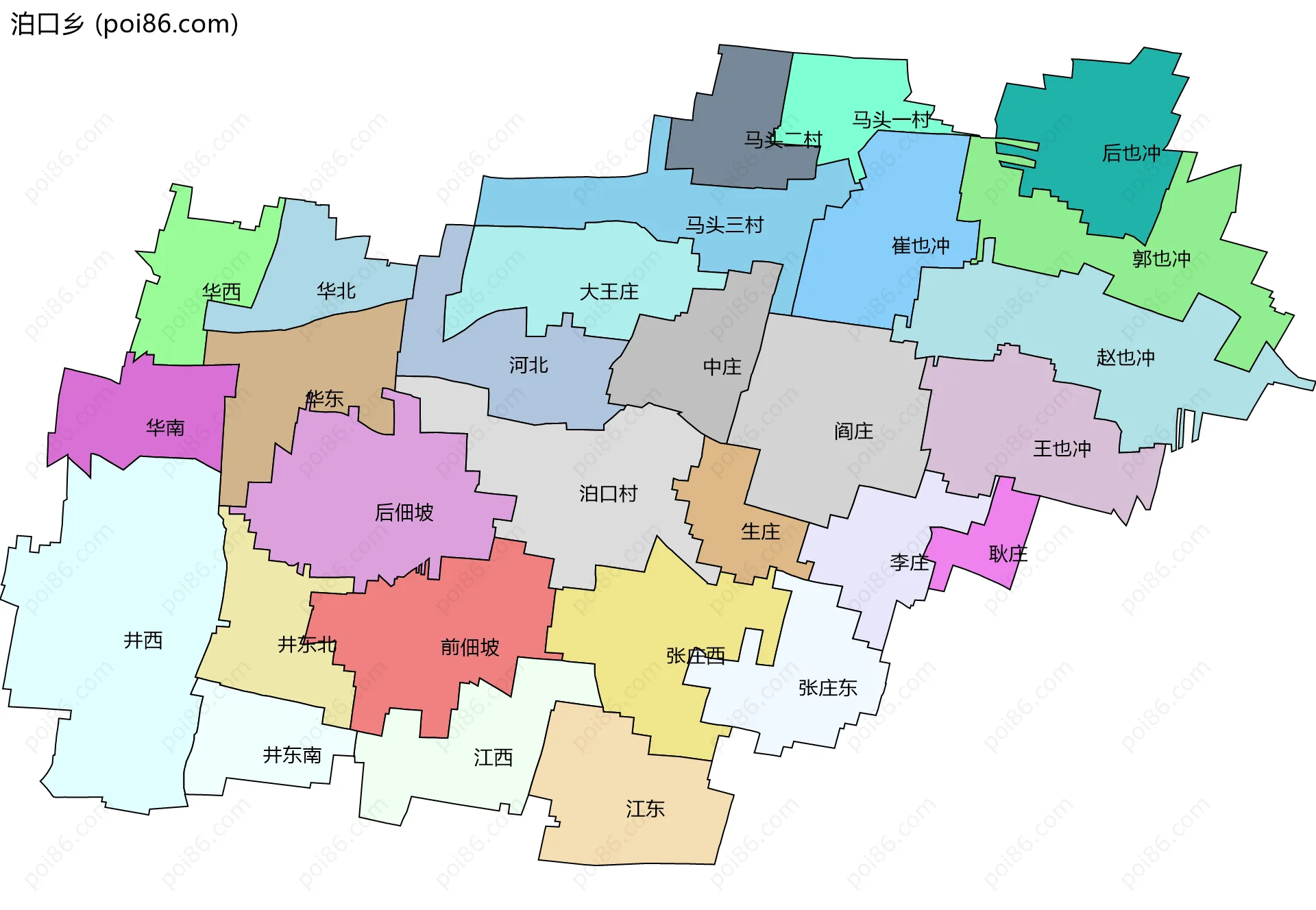 泊口乡边界地图(五级行政区划)