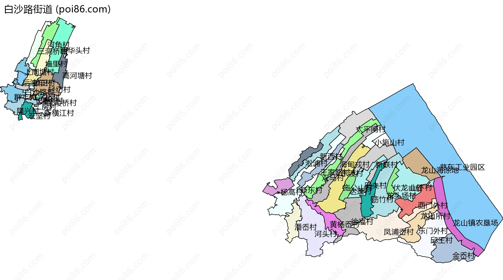 白沙路街道边界地图(五级行政区划)