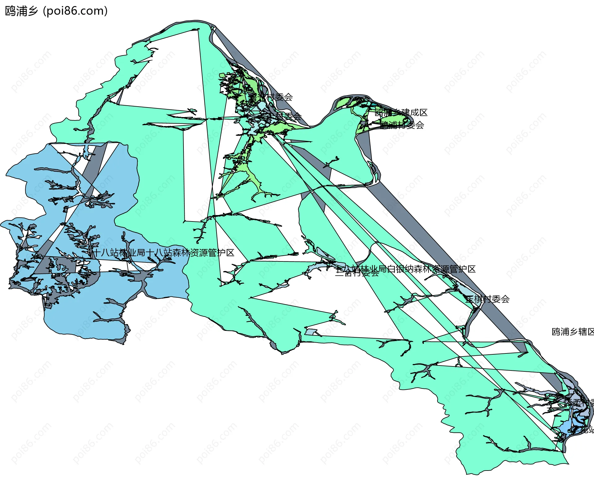 鸥浦乡边界地图(五级行政区划)