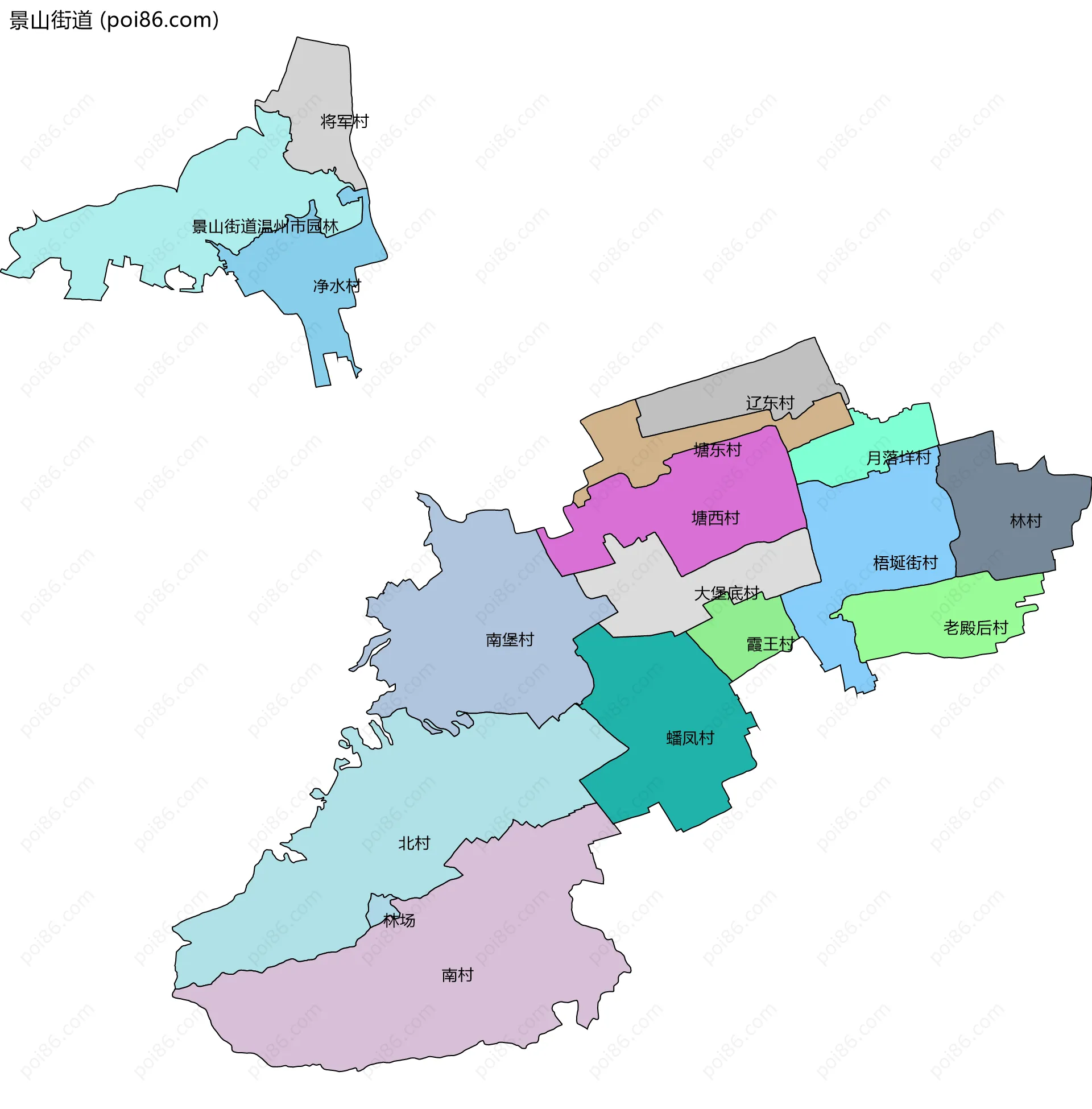 景山街道边界地图(五级行政区划)