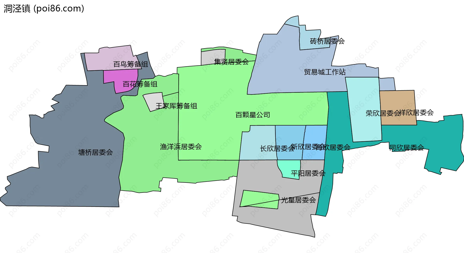 洞泾镇边界地图(五级行政区划)