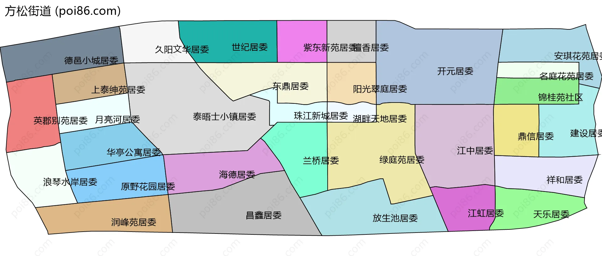 方松街道边界地图(五级行政区划)