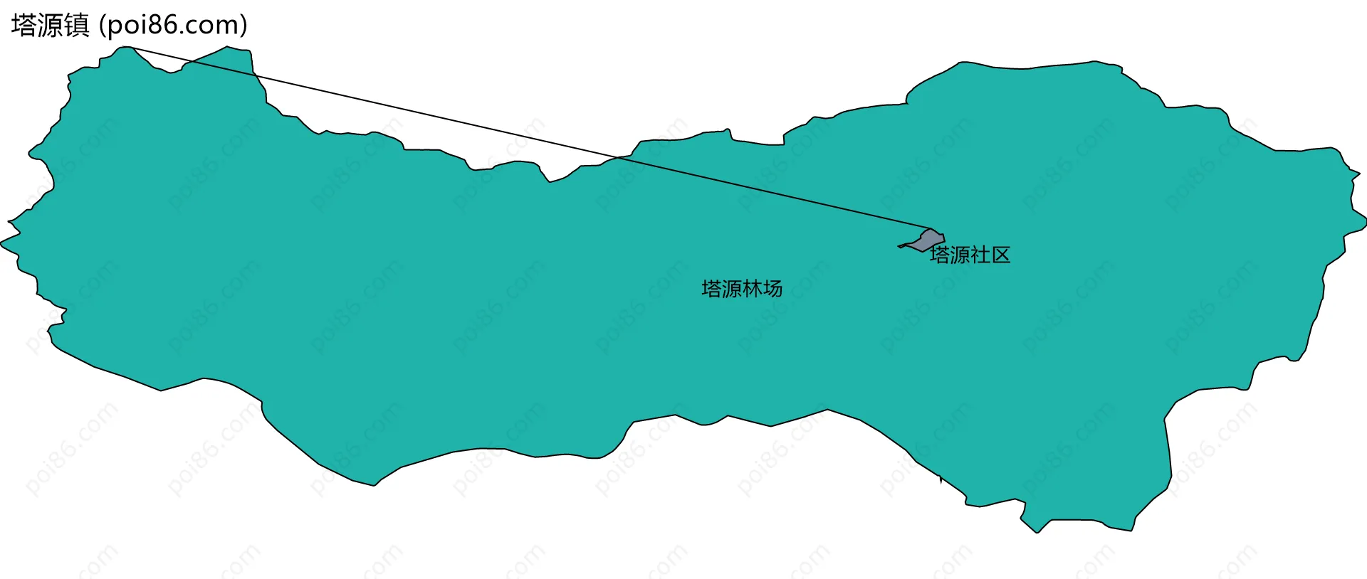 塔源镇边界地图(五级行政区划)