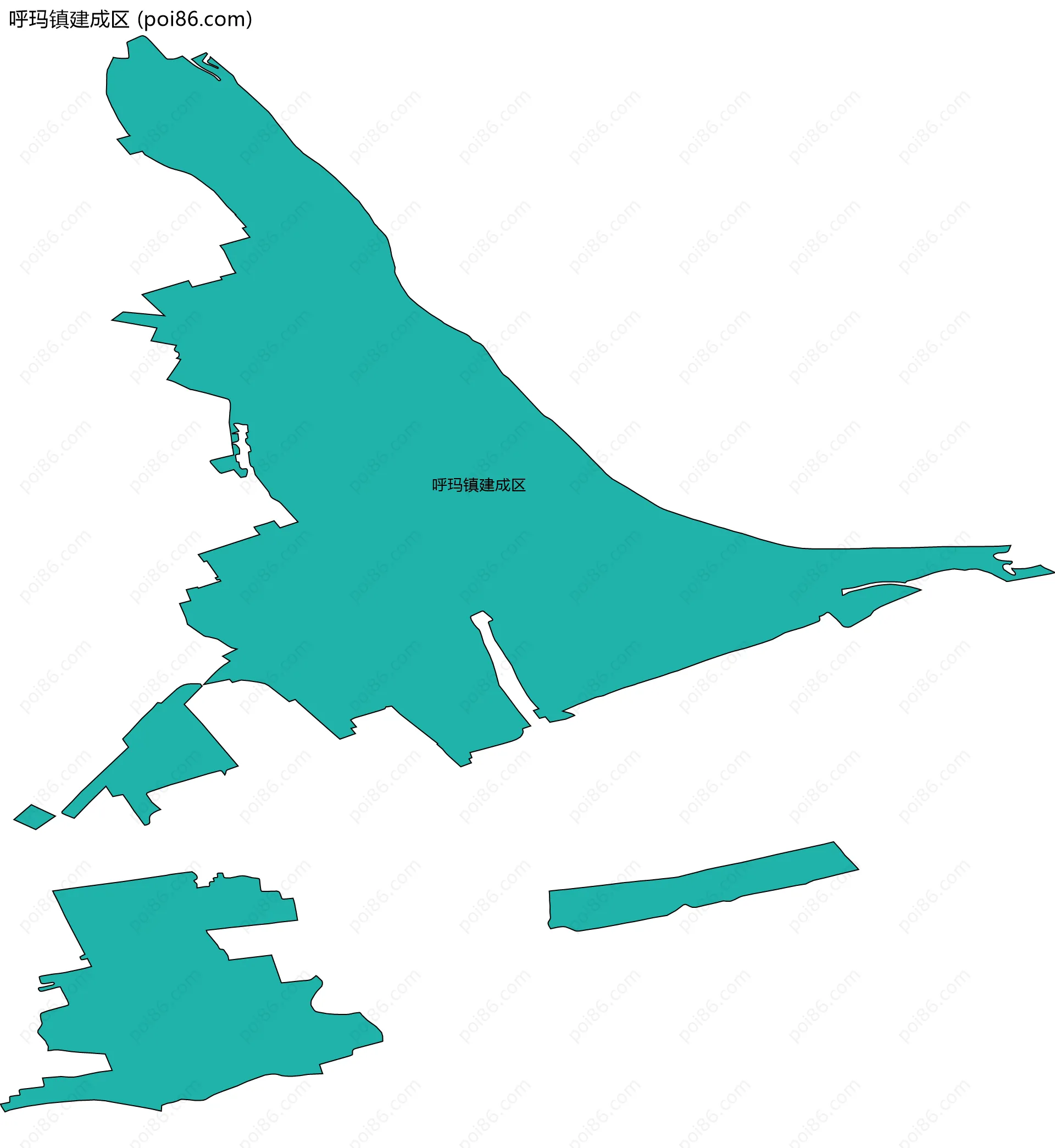 呼玛镇建成区边界地图
