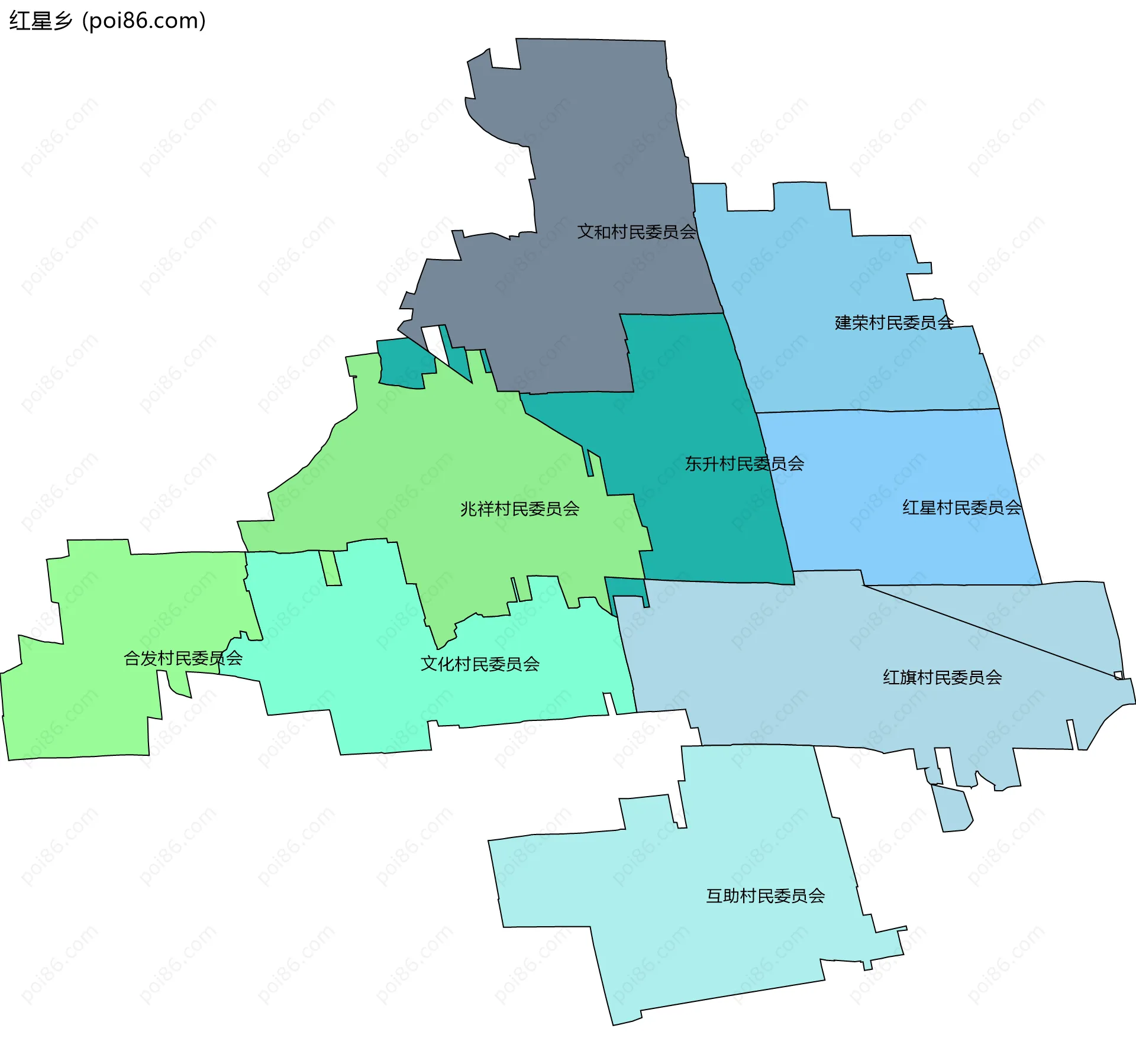 红星乡边界地图(五级行政区划)