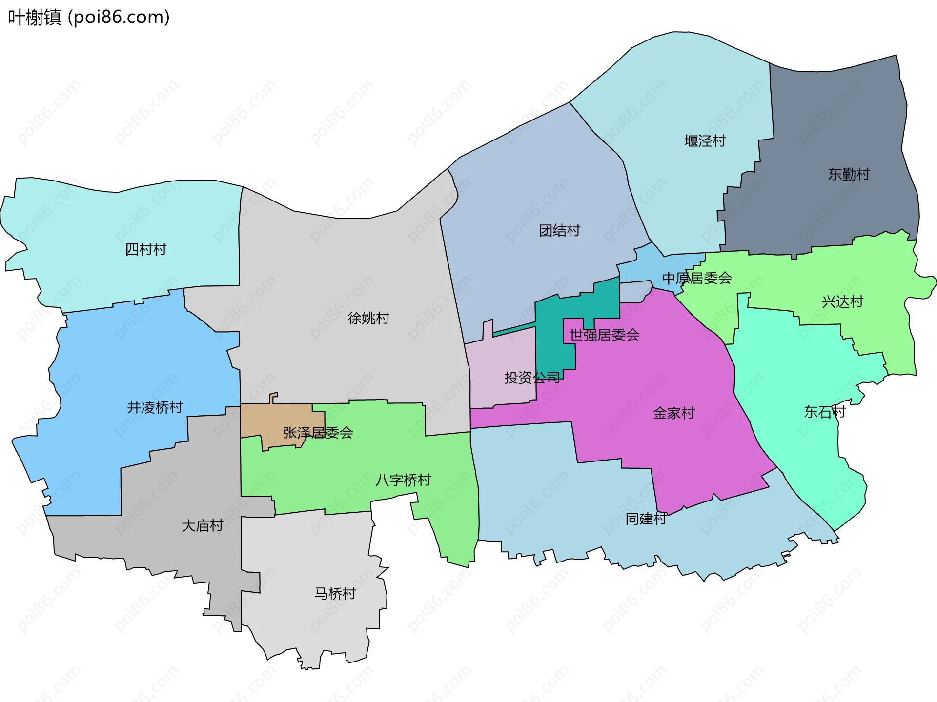 叶榭镇边界地图(五级行政区划)