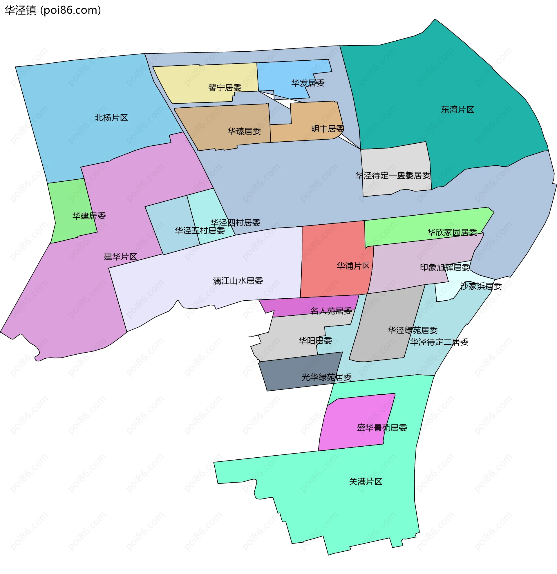华泾镇边界地图(五级行政区划)