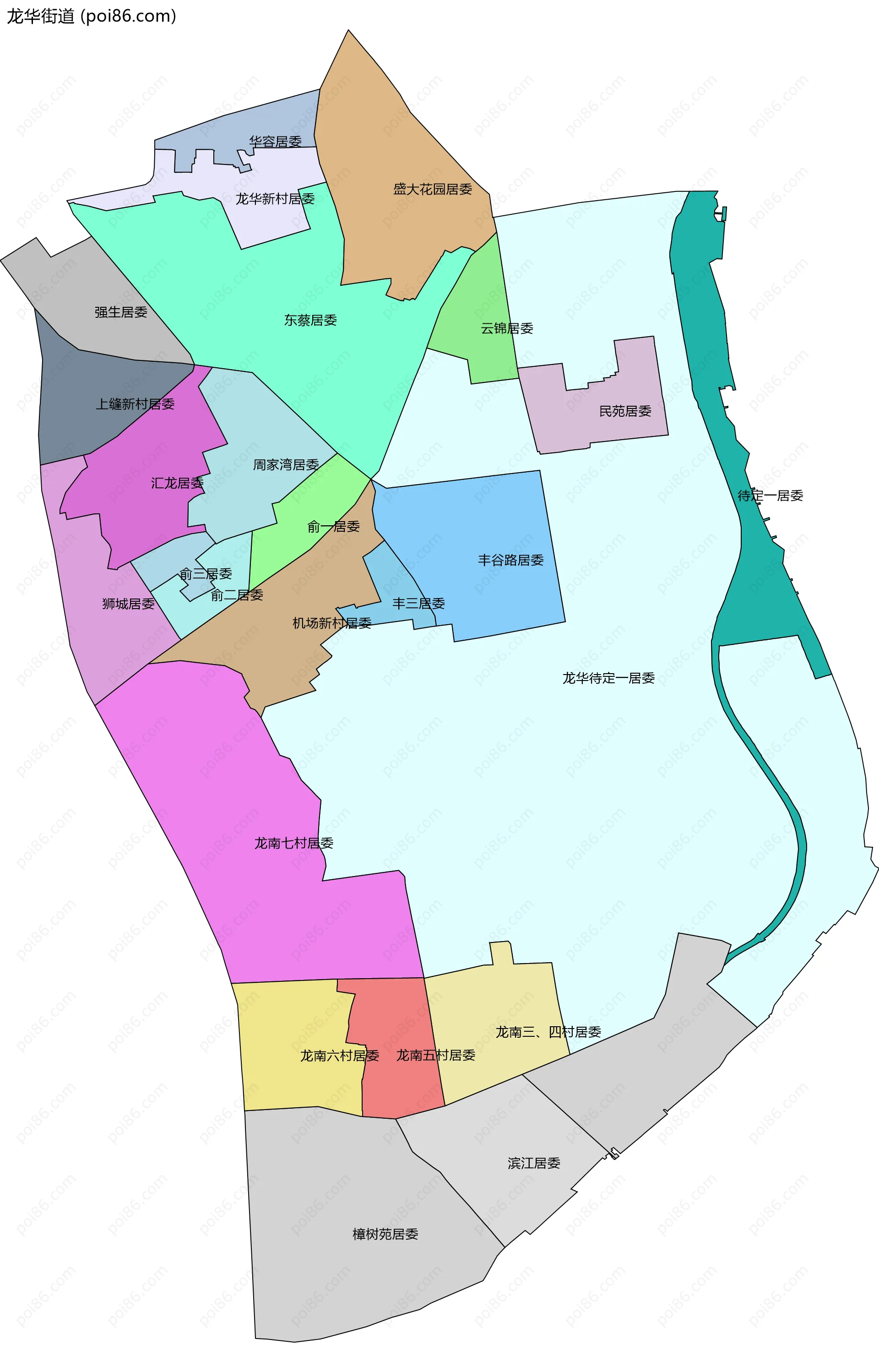 龙华街道边界地图(五级行政区划)