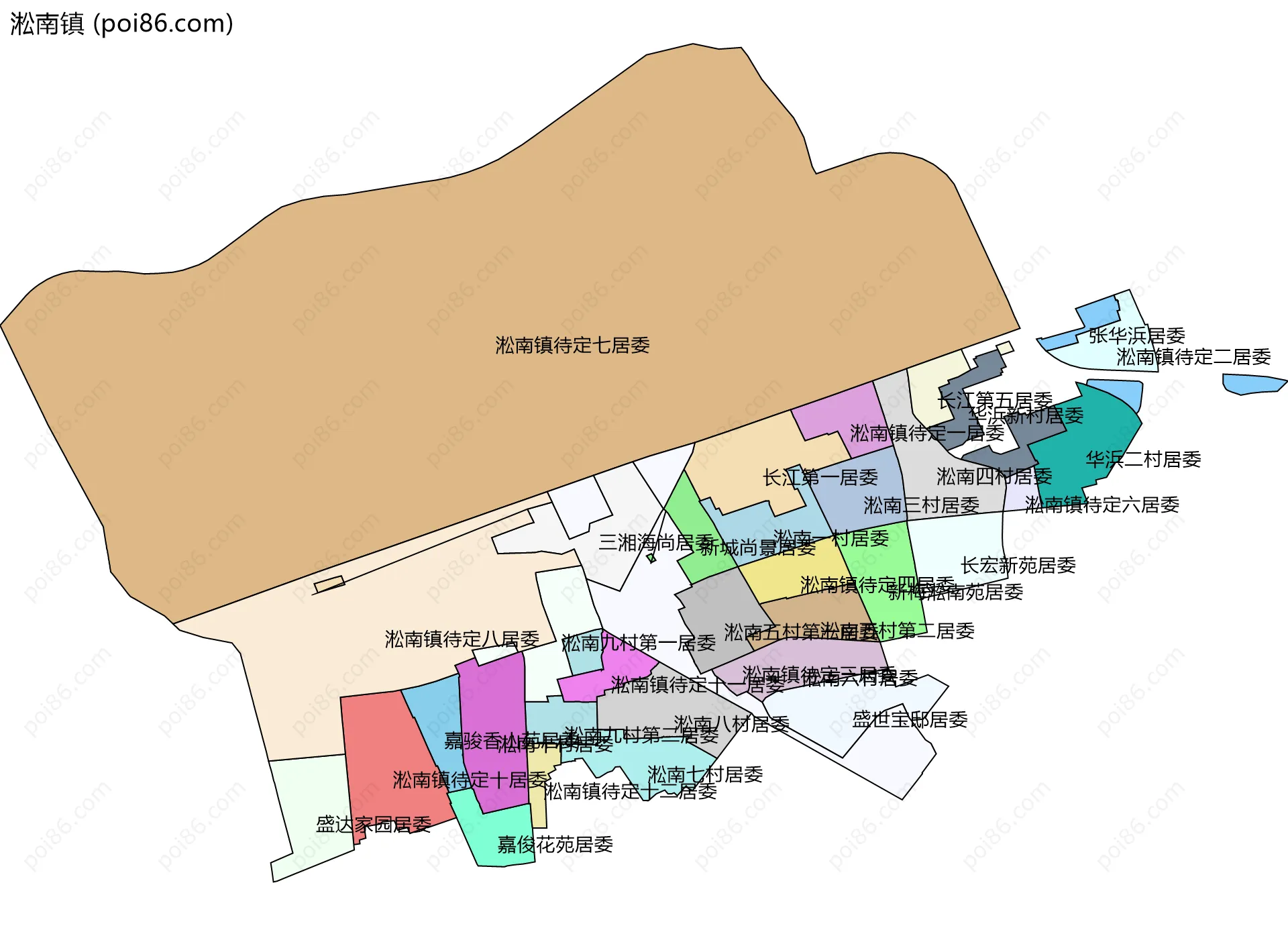 淞南镇边界地图(五级行政区划)