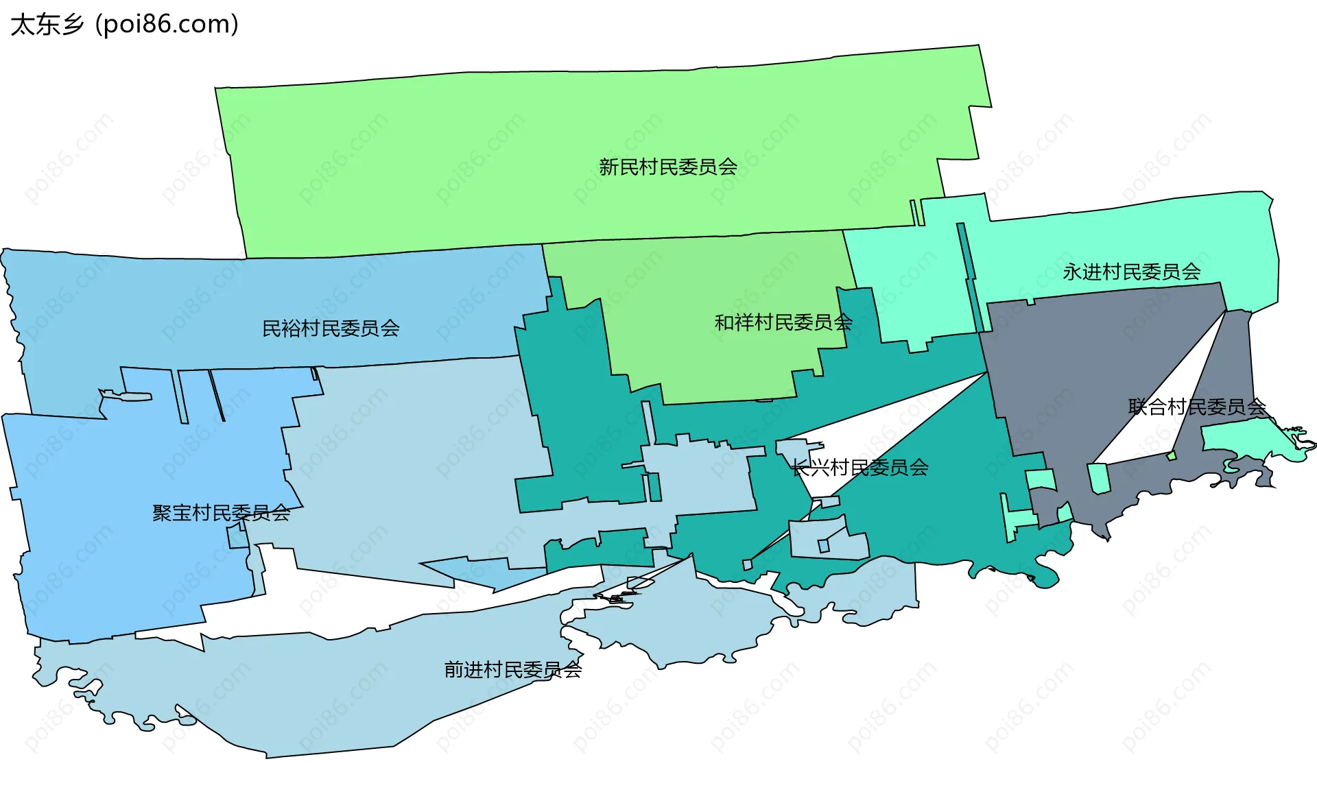 太东乡边界地图(五级行政区划)