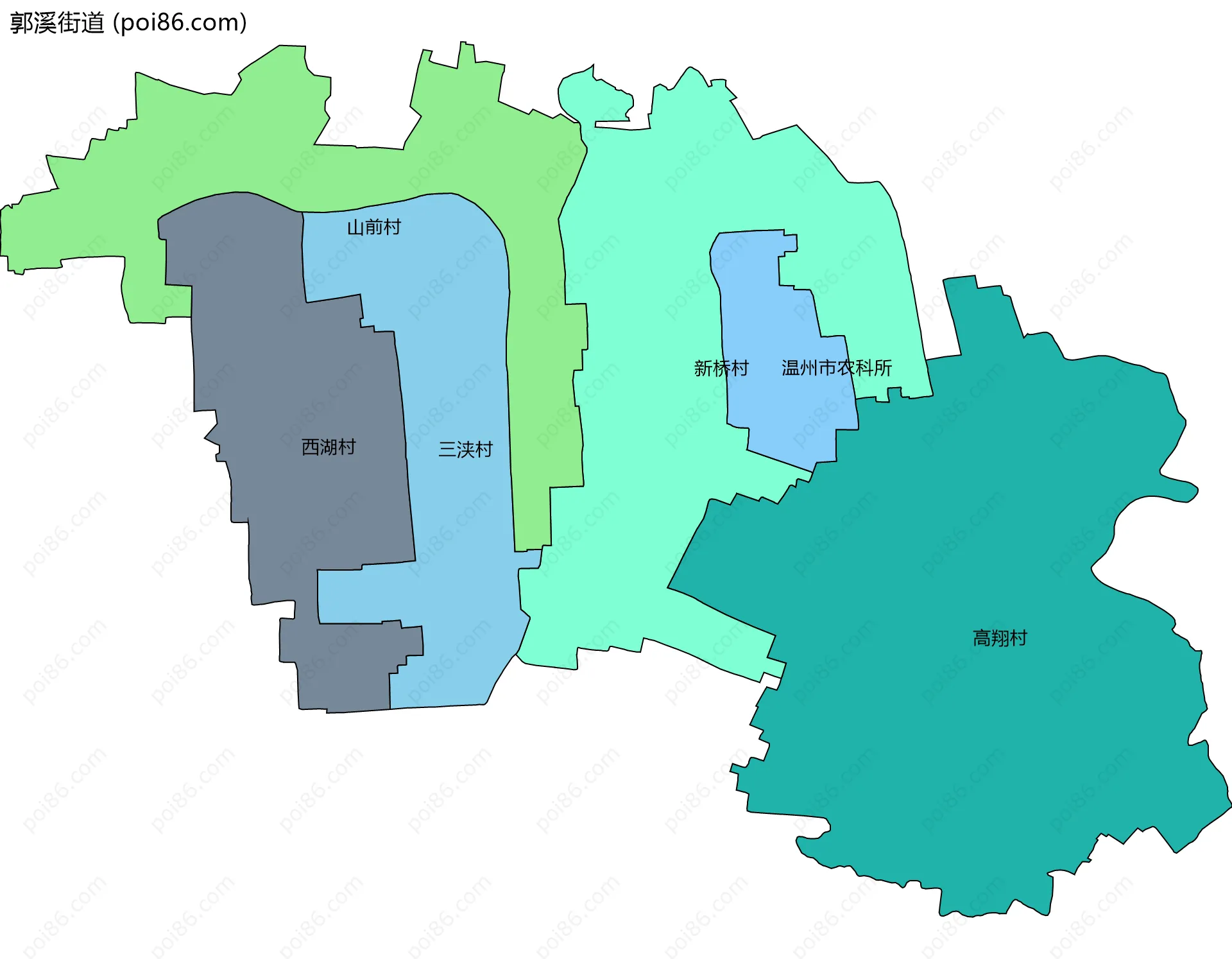 郭溪街道边界地图(五级行政区划)