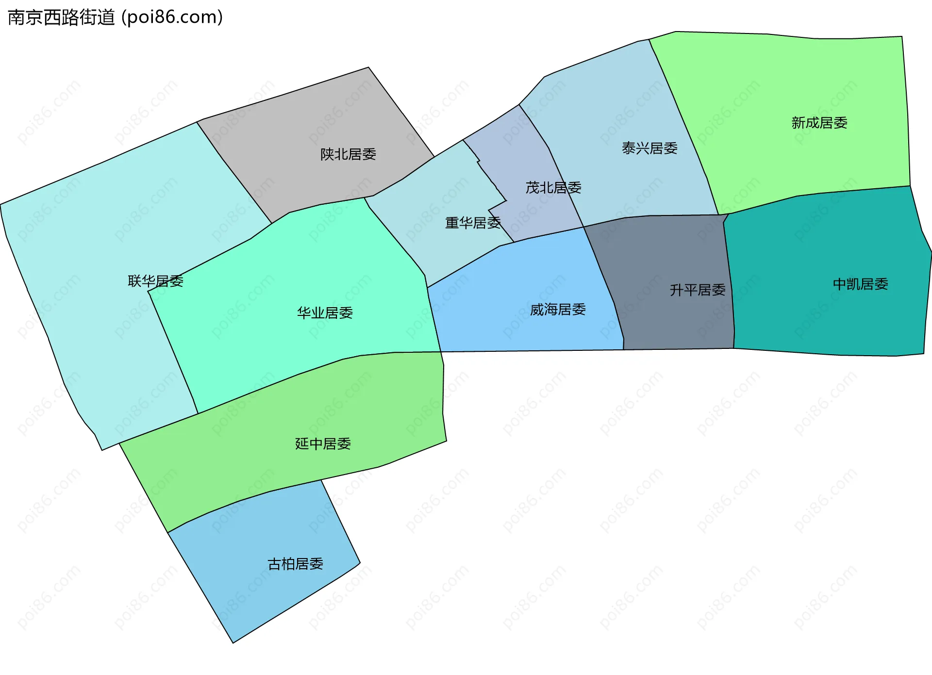 南京西路街道边界地图(五级行政区划)