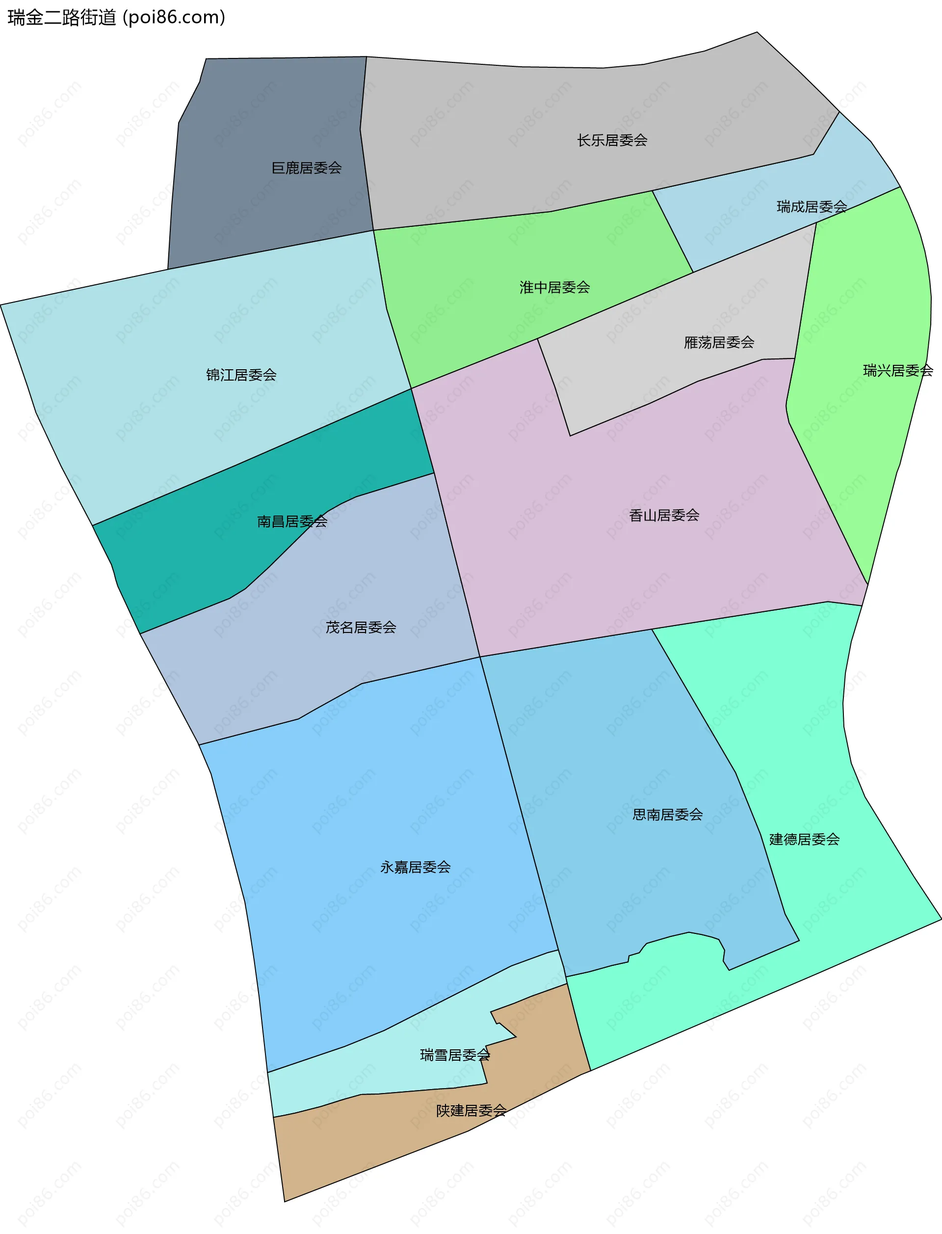 瑞金二路街道边界地图(五级行政区划)