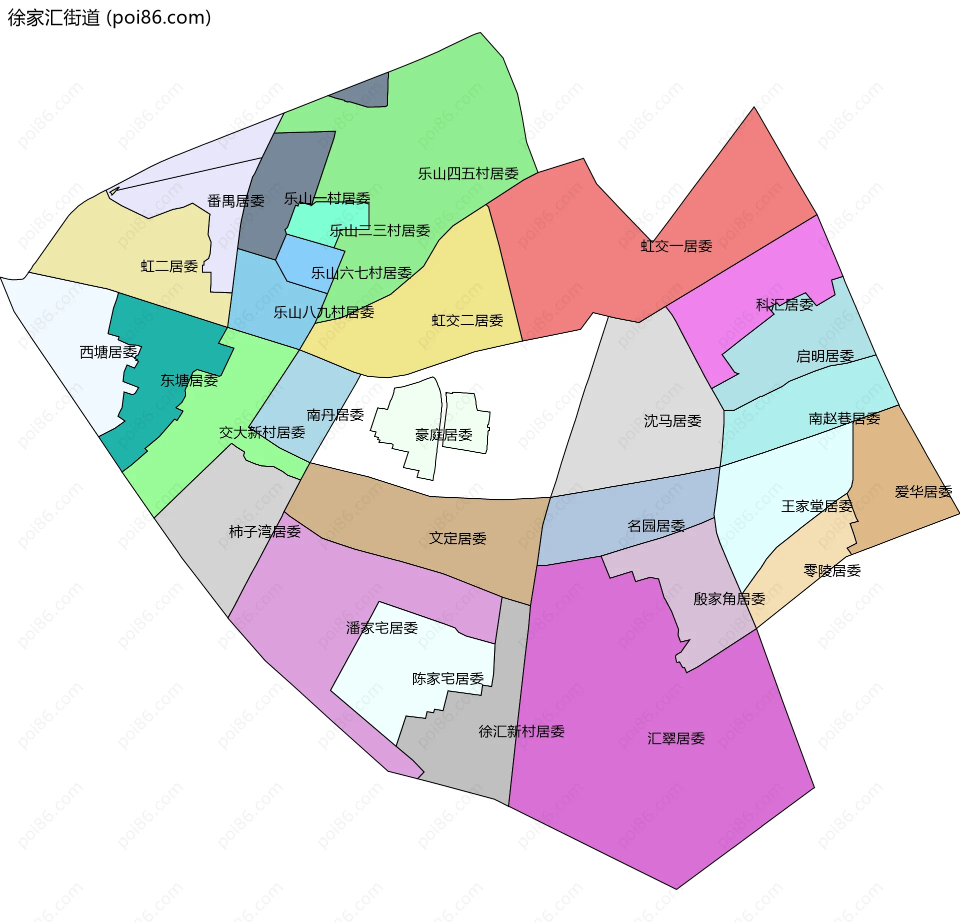 徐家汇街道边界地图(五级行政区划)