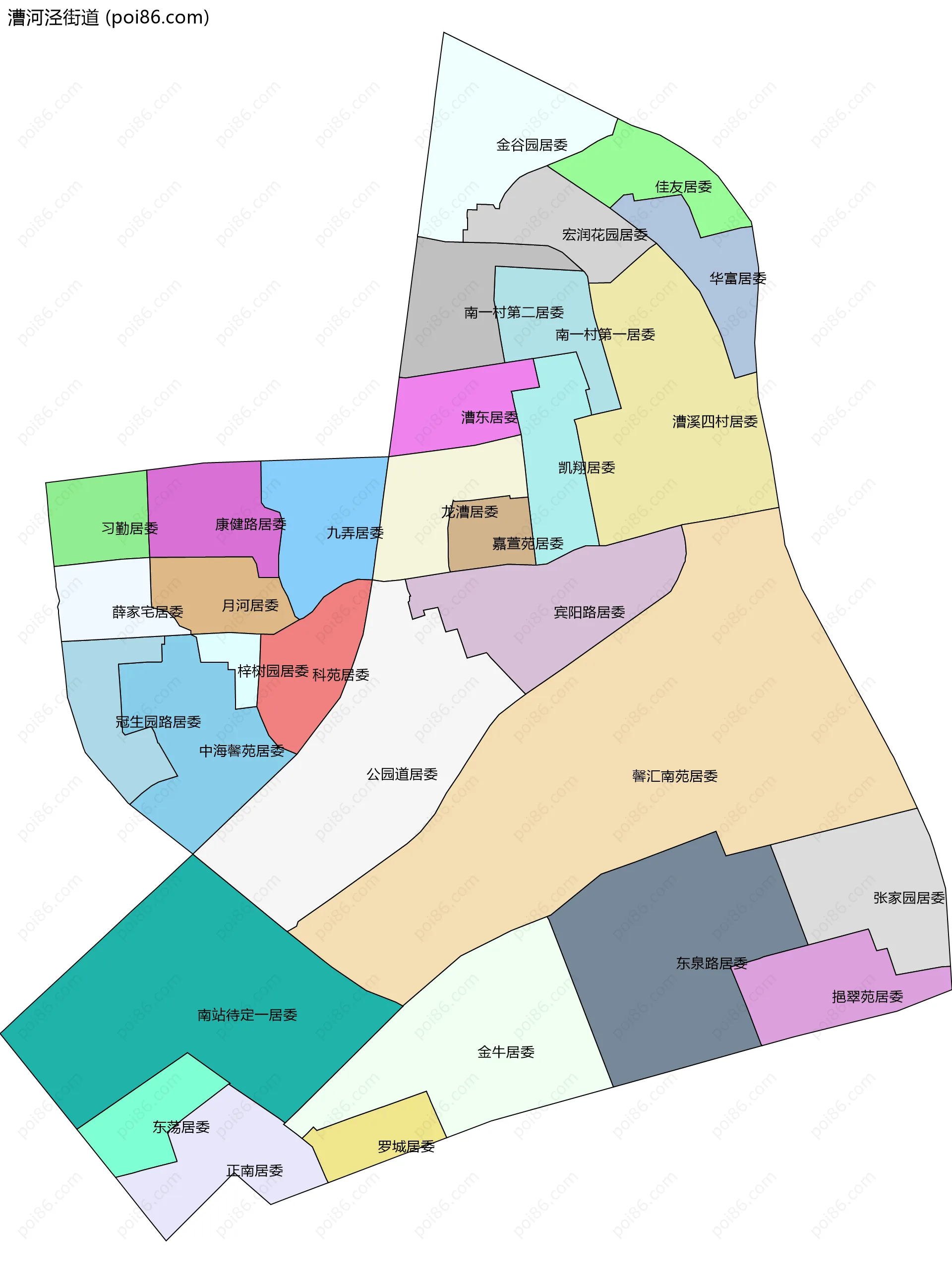 漕河泾街道边界地图(五级行政区划)