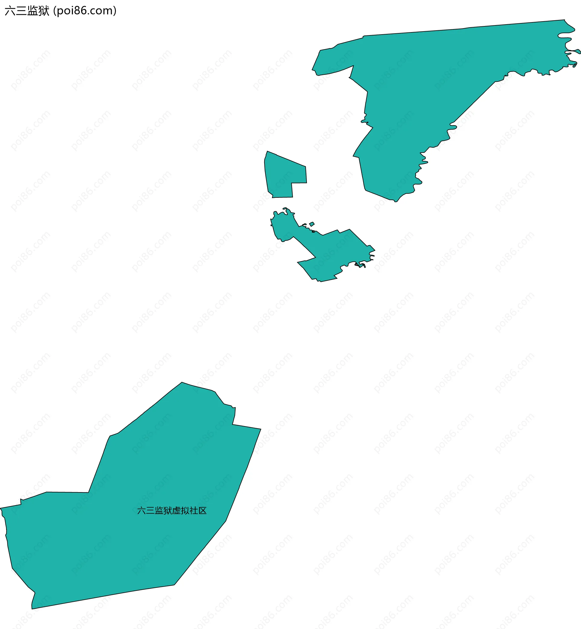 六三监狱边界地图(五级行政区划)