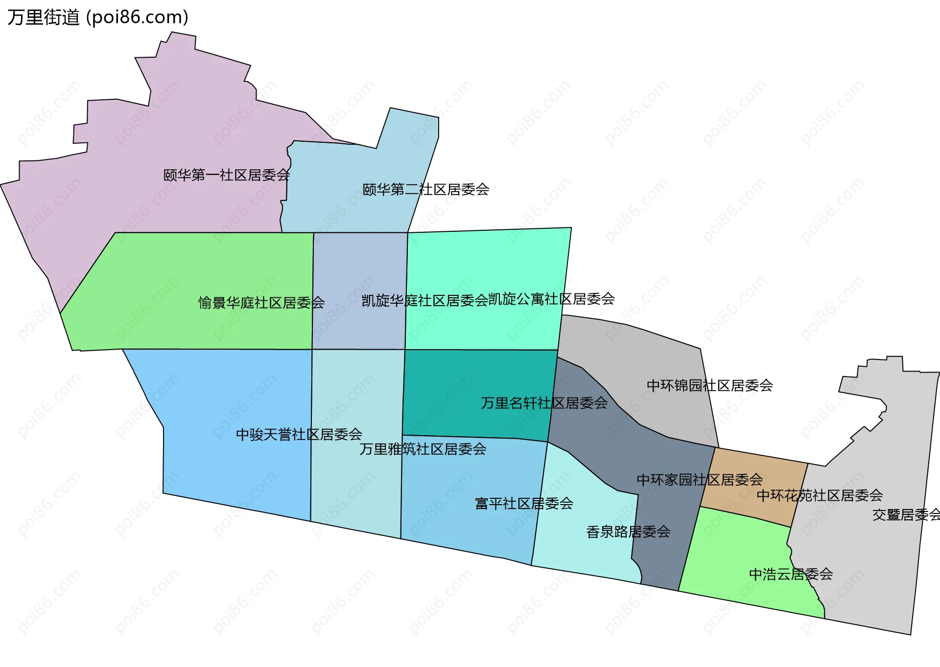 万里街道边界地图(五级行政区划)