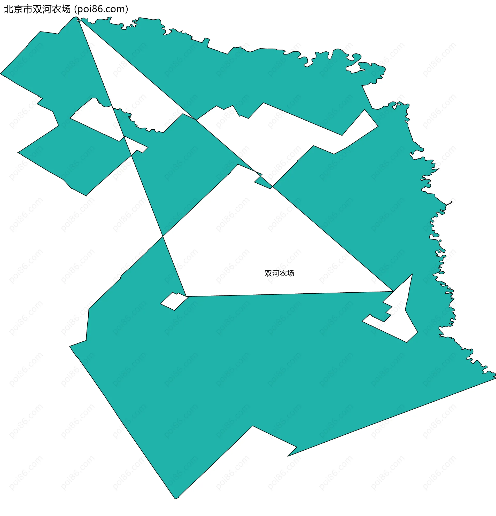 北京市双河农场边界地图(五级行政区划)
