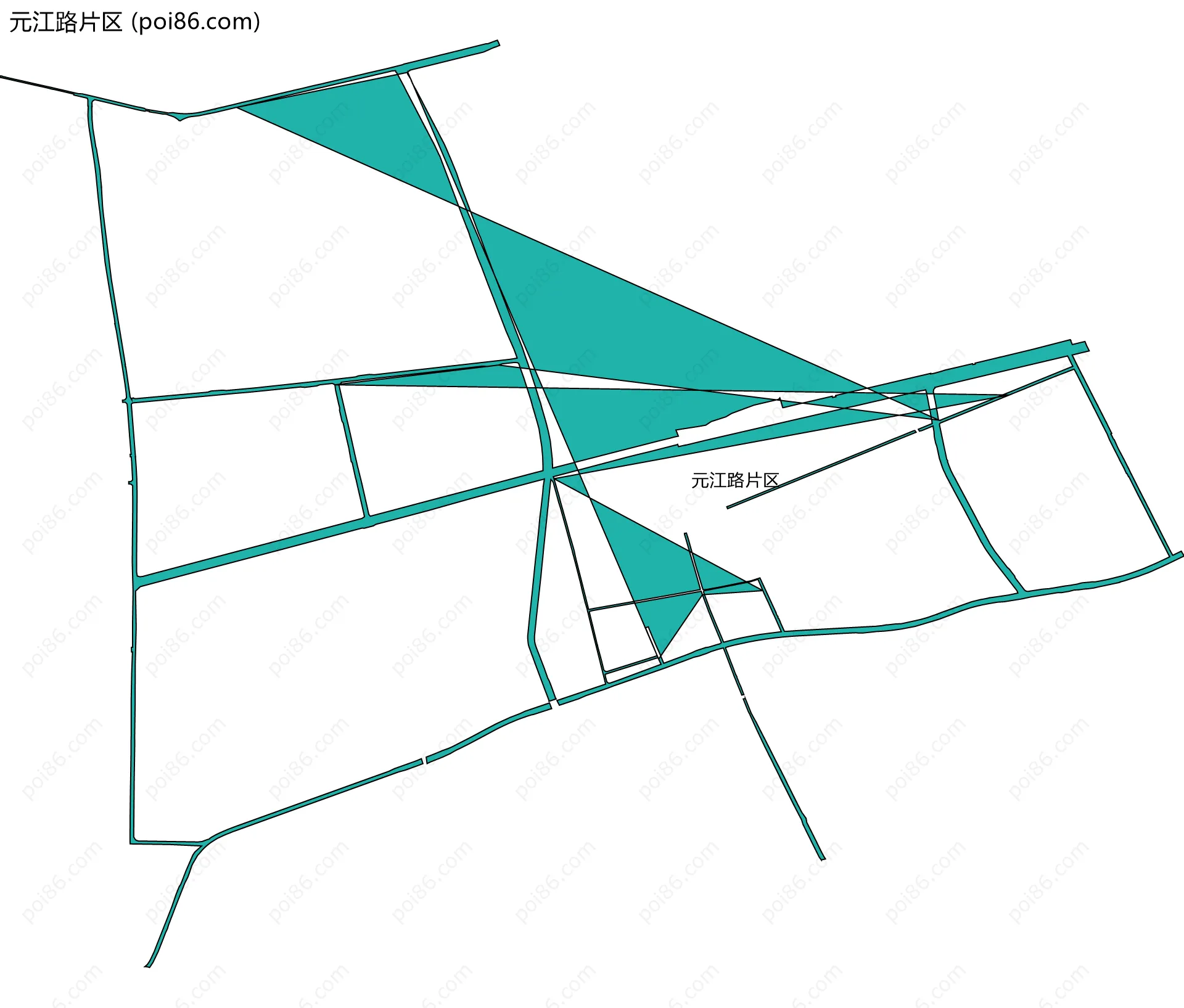 元江路片区边界地图