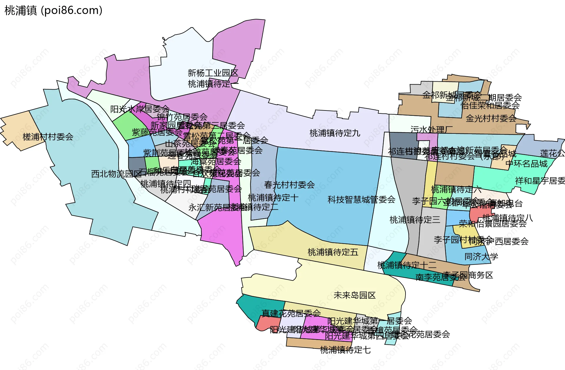 桃浦镇边界地图(五级行政区划)