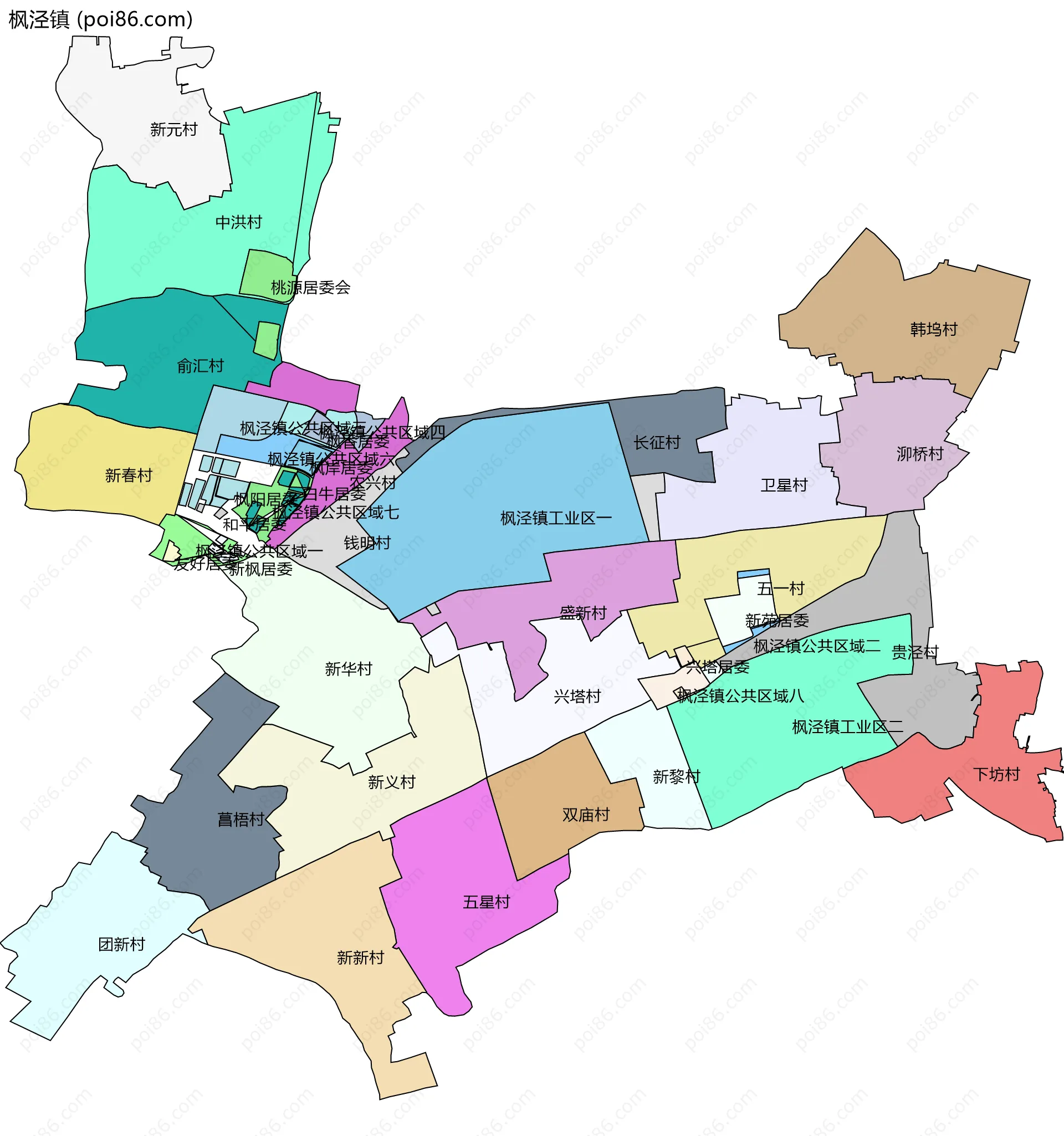 枫泾镇边界地图(五级行政区划)