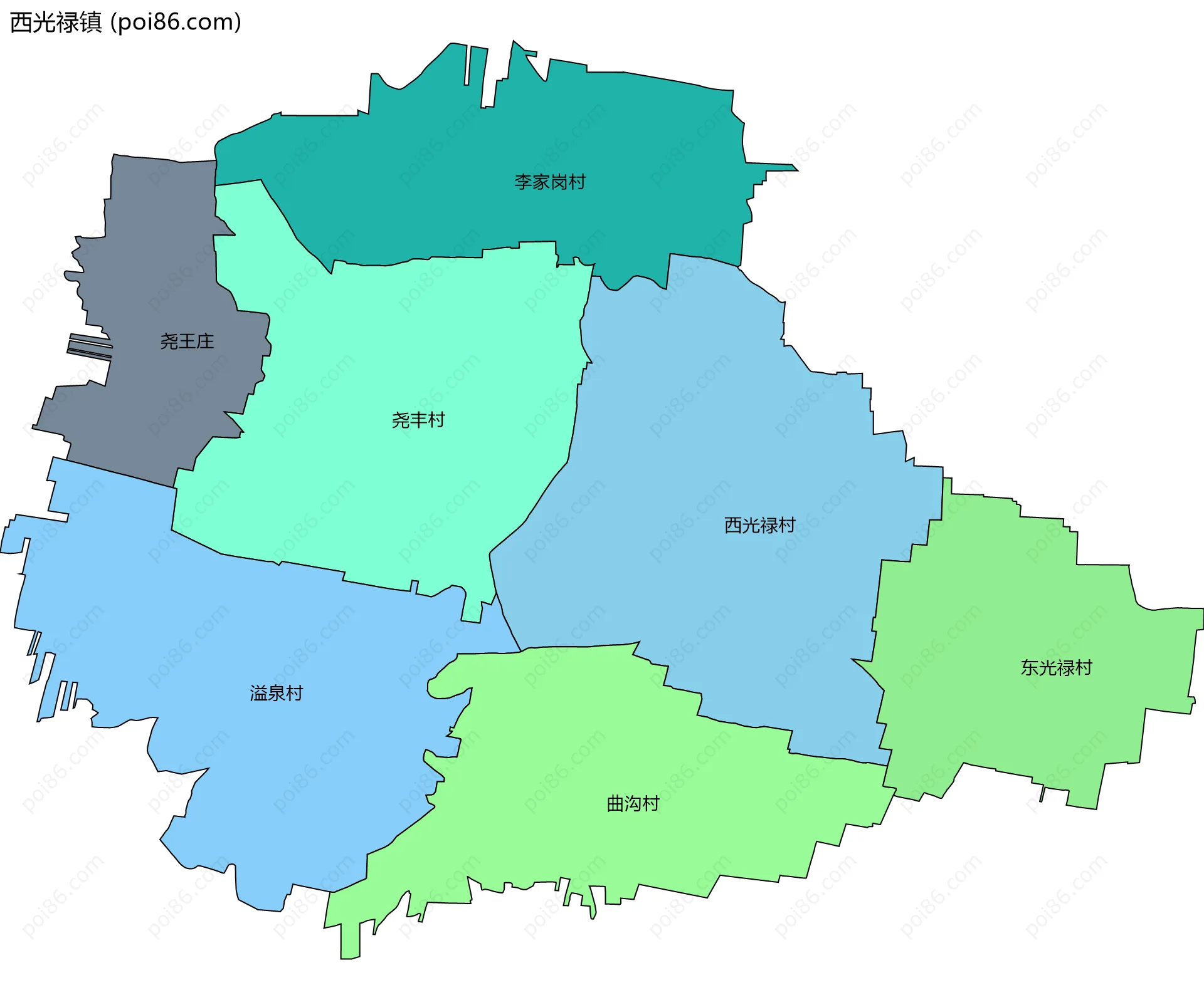 西光禄镇边界地图(五级行政区划)