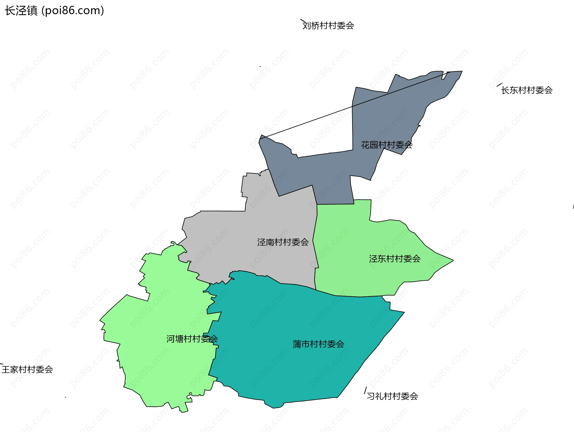 长泾镇边界地图(五级行政区划)