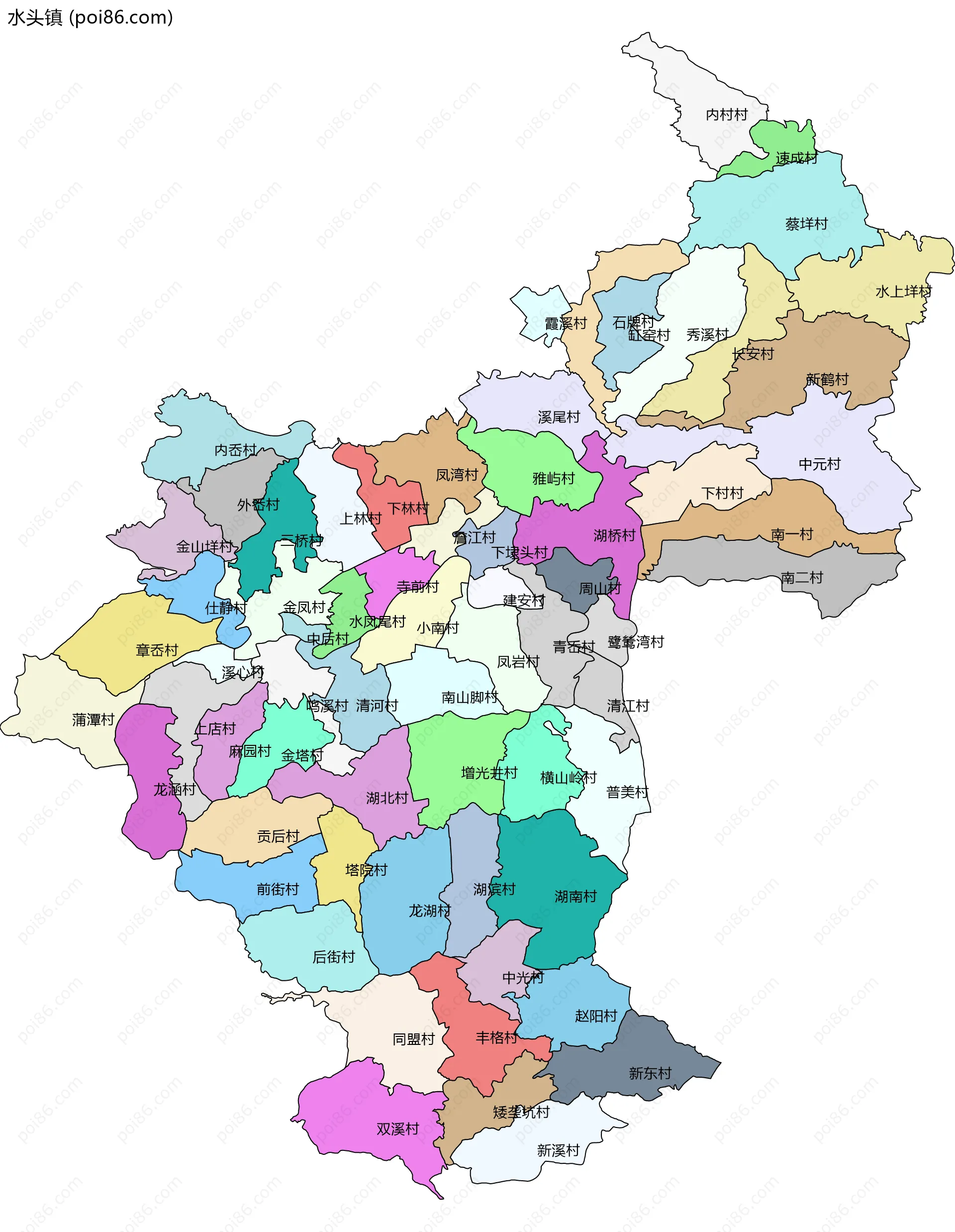水头镇边界地图(五级行政区划)