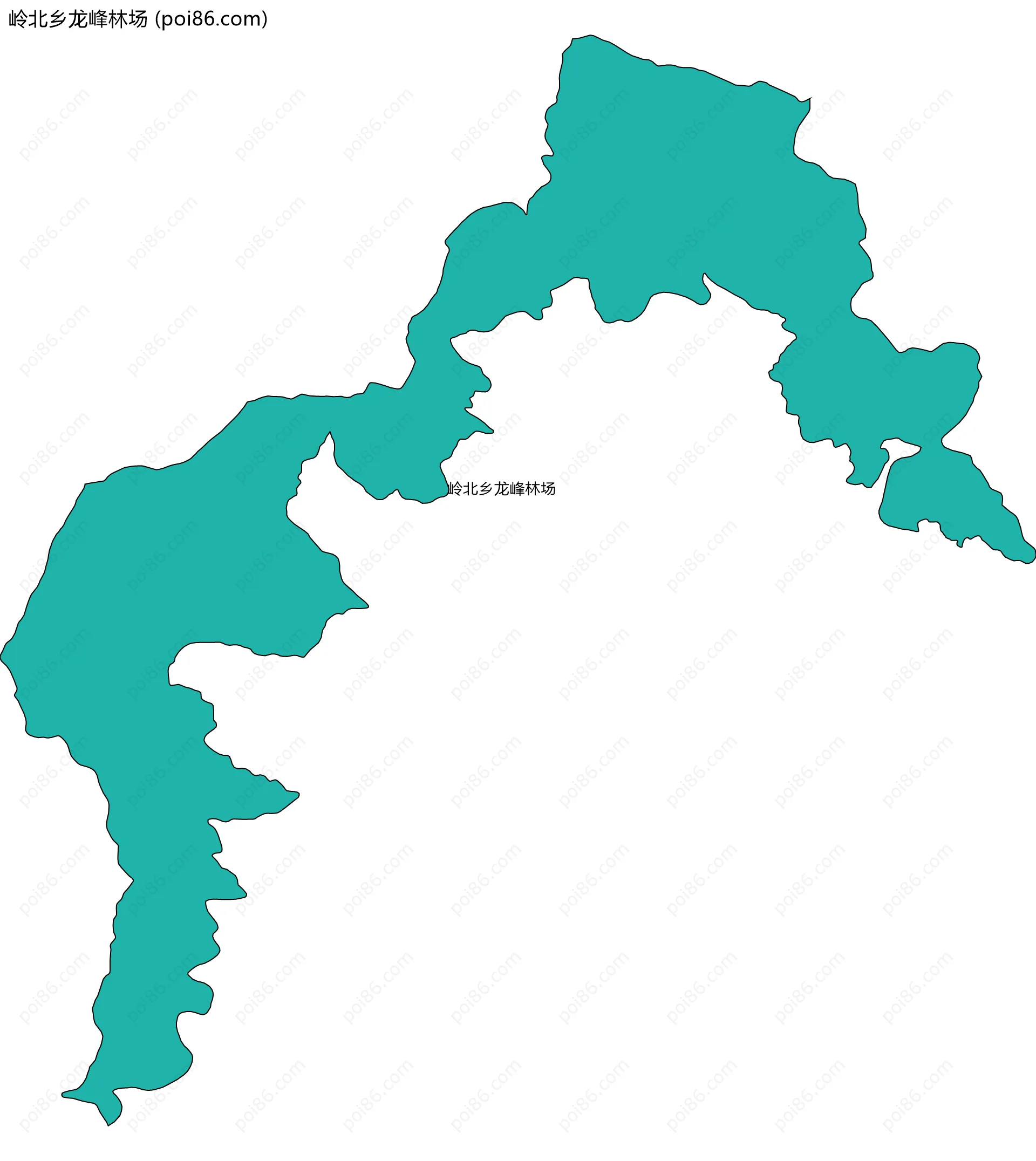 岭北乡龙峰林场边界地图(五级行政区划)