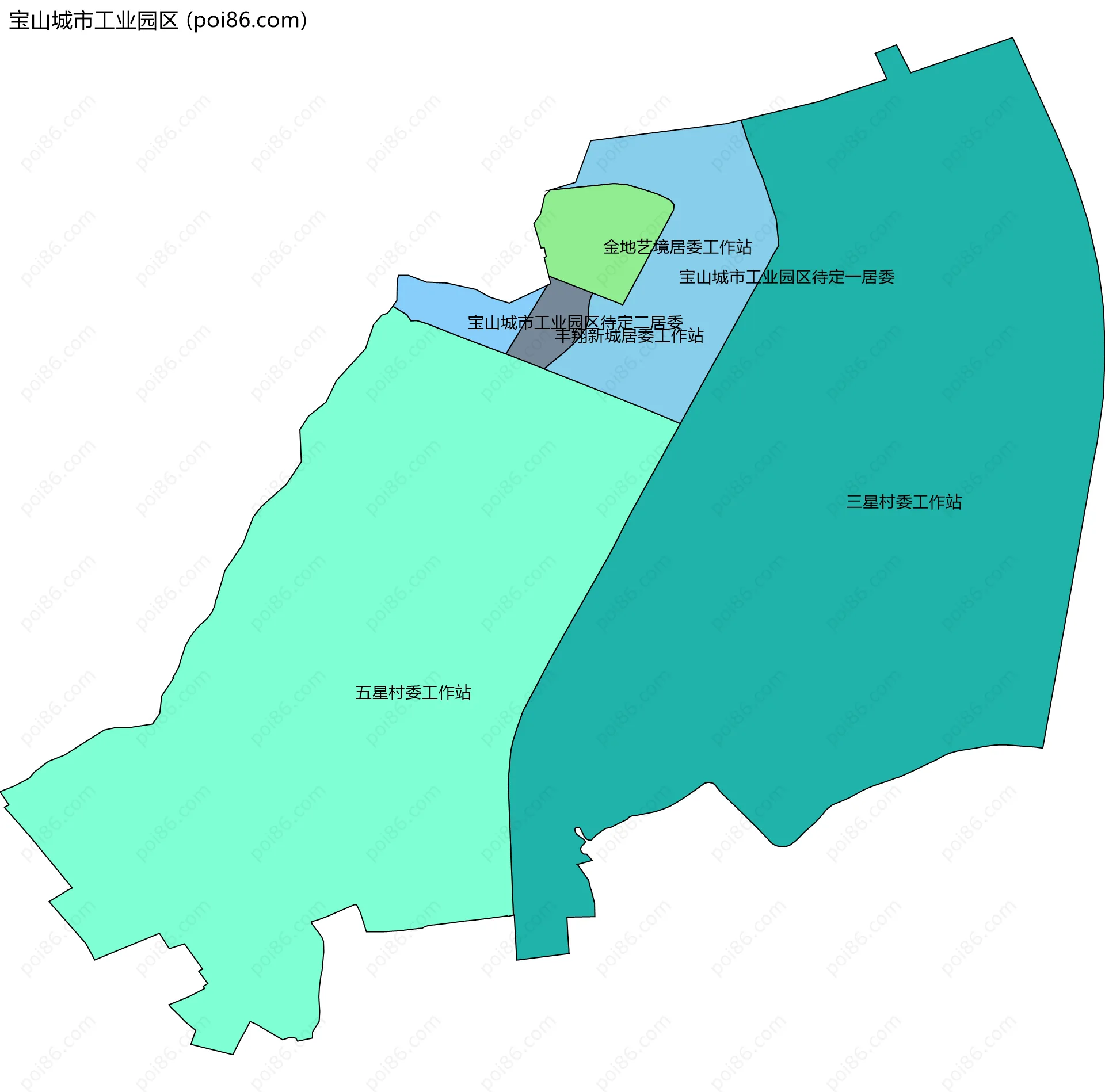 宝山城市工业园区边界地图(五级行政区划)