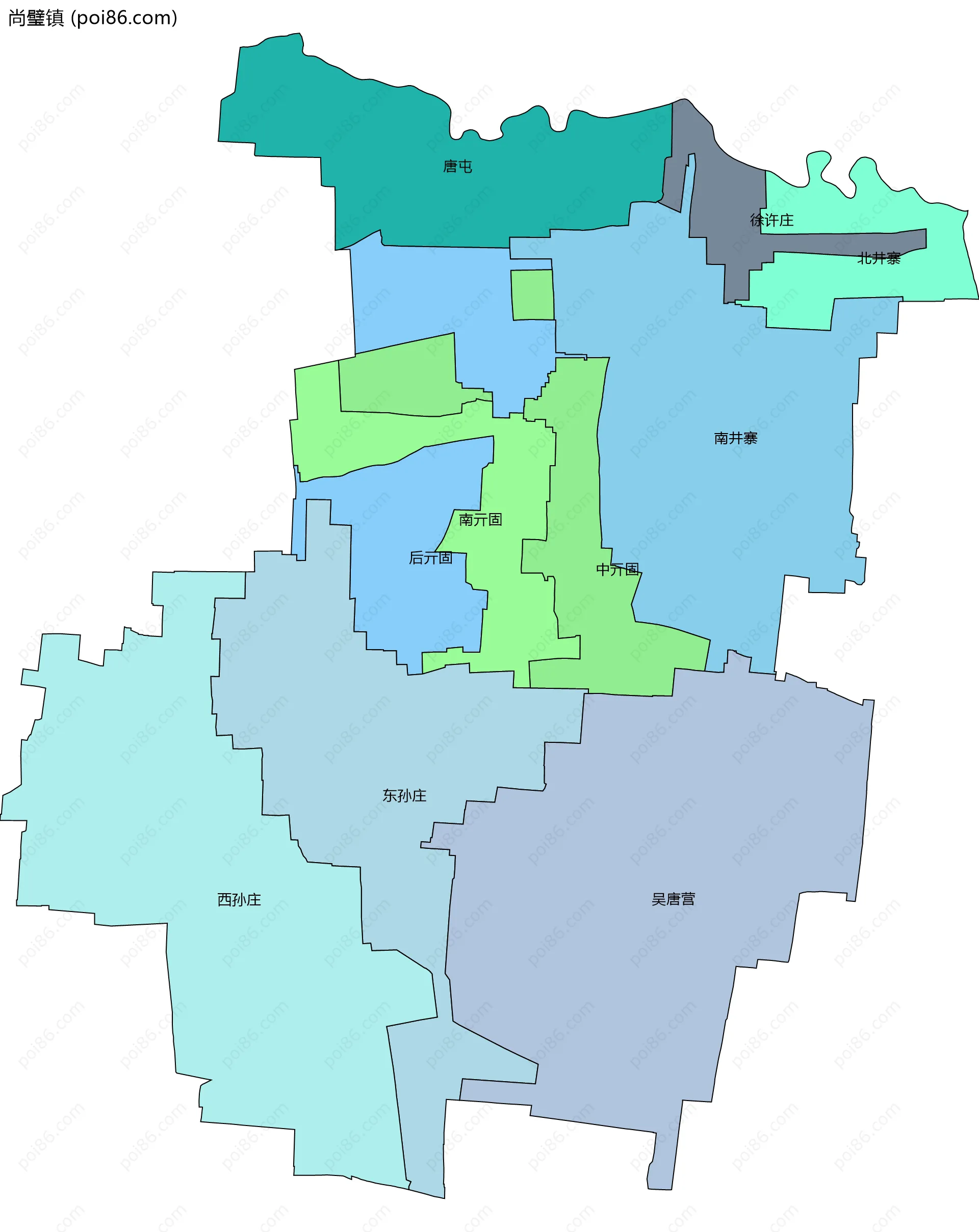 尚璧镇边界地图(五级行政区划)