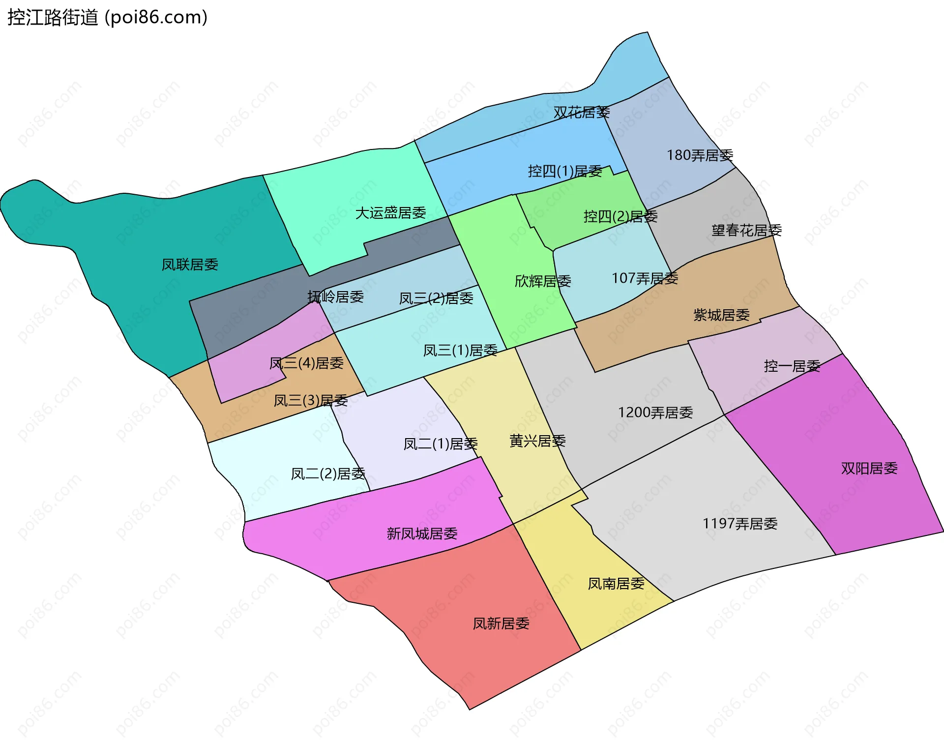 控江路街道边界地图(五级行政区划)