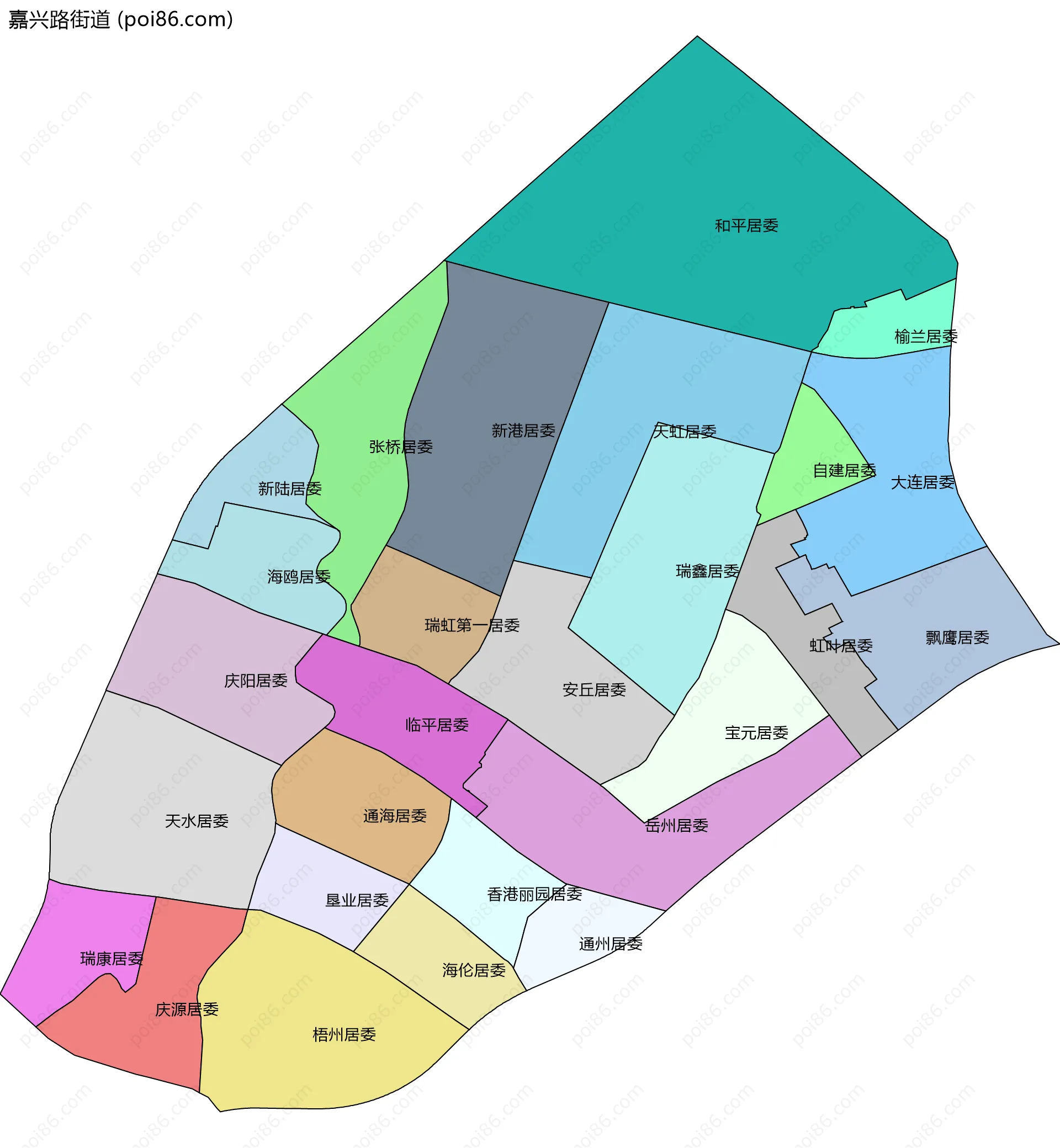 嘉兴路街道边界地图(五级行政区划)