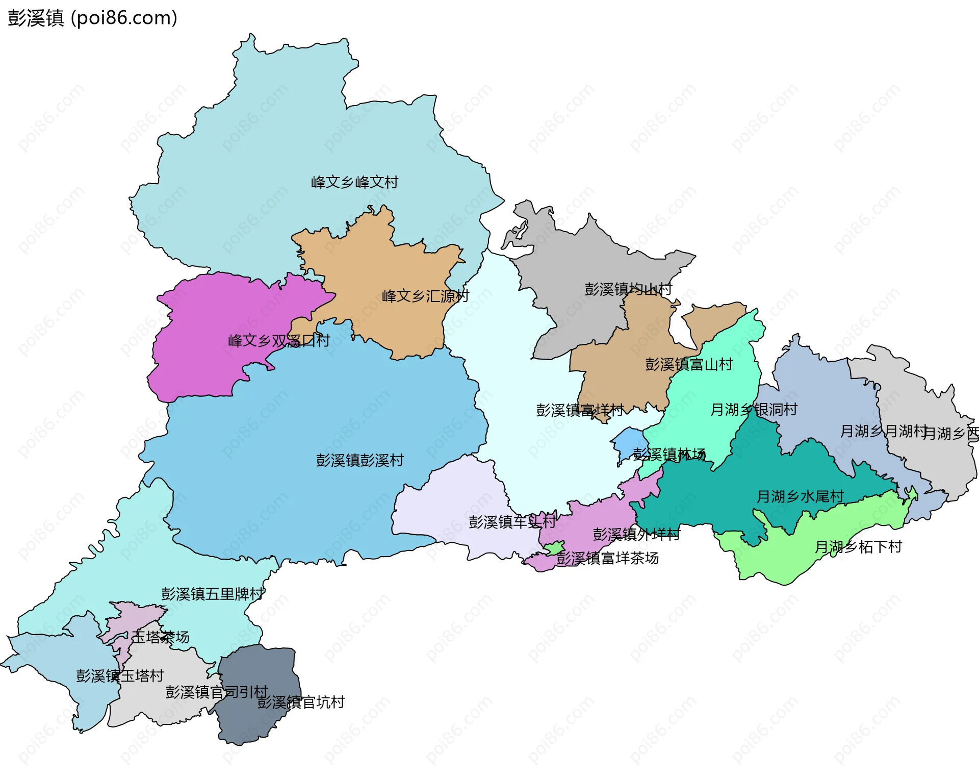 彭溪镇边界地图(五级行政区划)