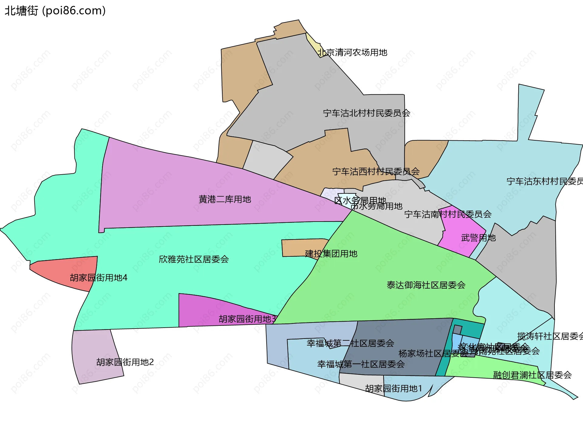 北塘街边界地图(五级行政区划)