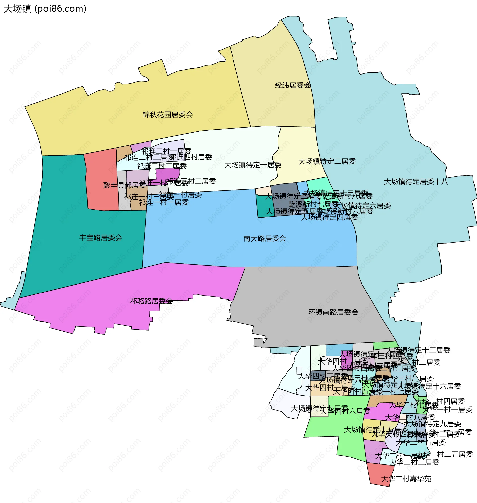 大场镇边界地图(五级行政区划)