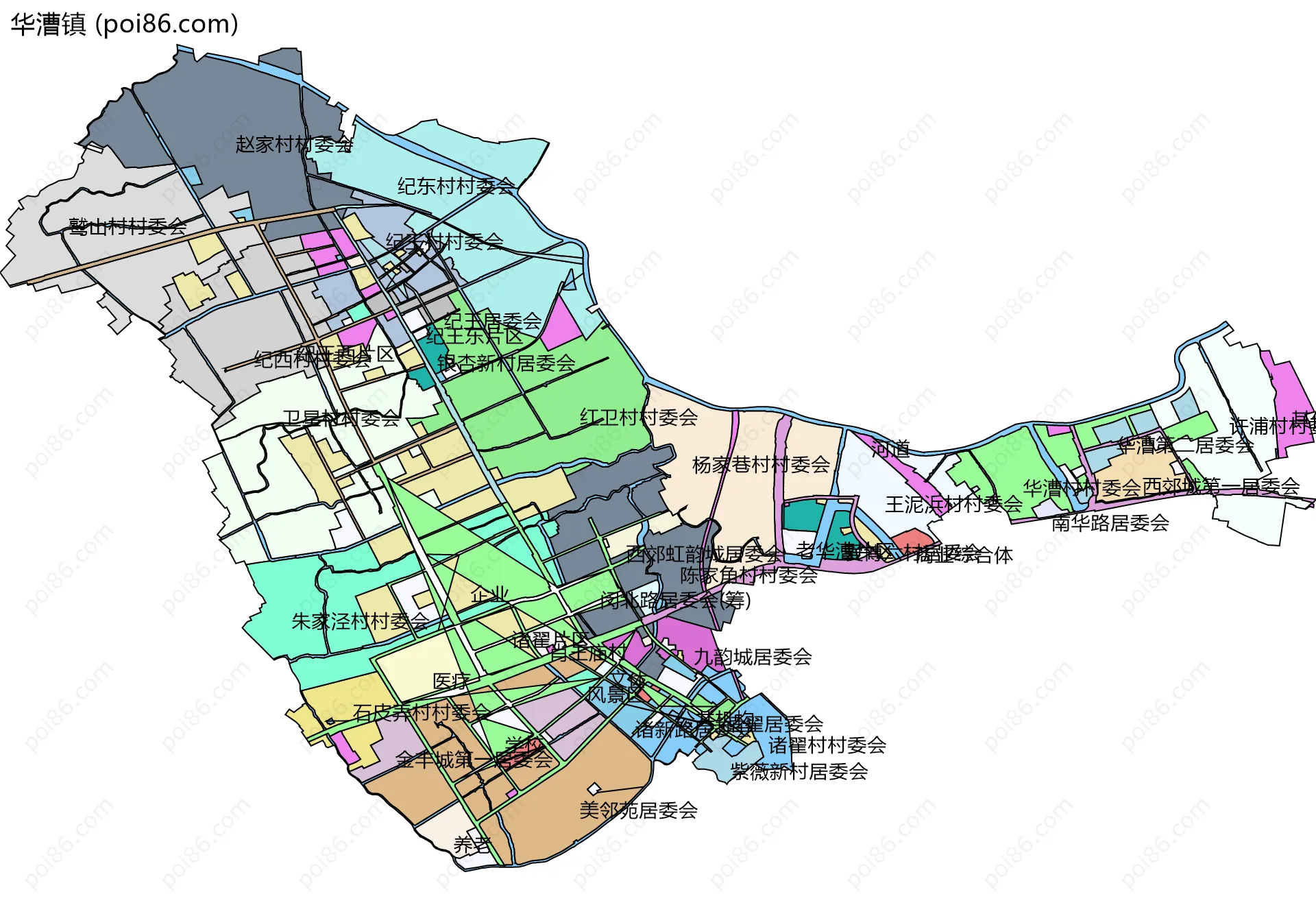 华漕镇边界地图(五级行政区划)