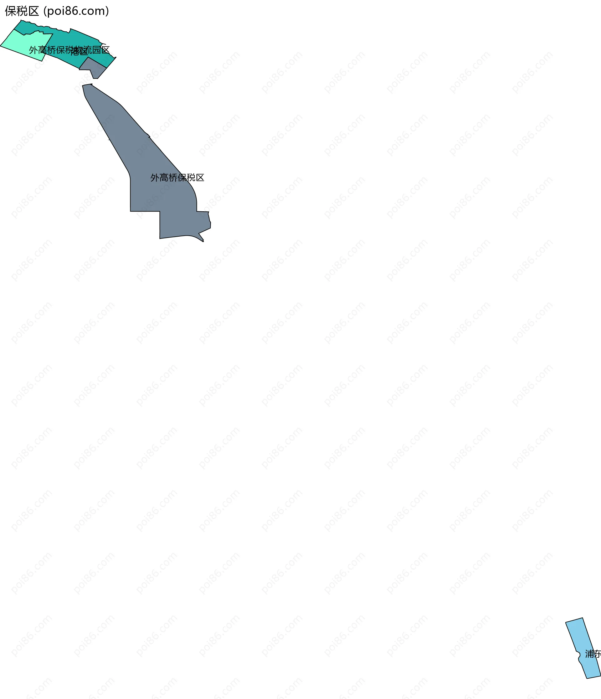 保税区边界地图(五级行政区划)
