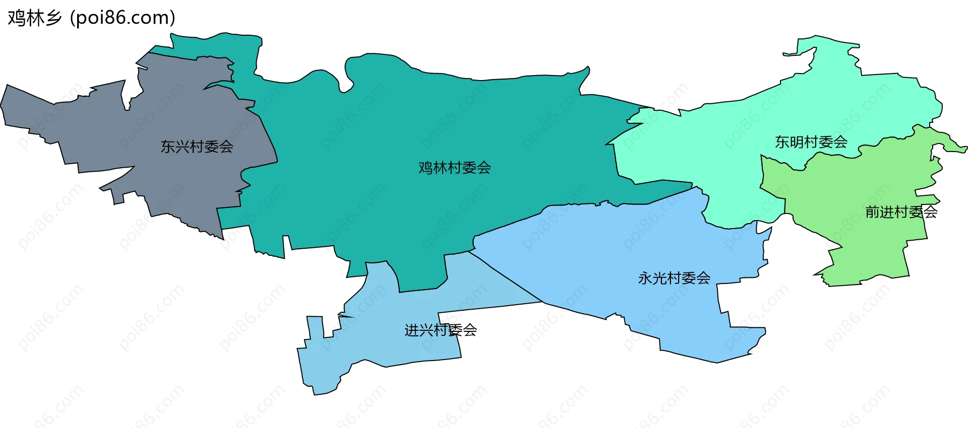 鸡林乡边界地图(五级行政区划)