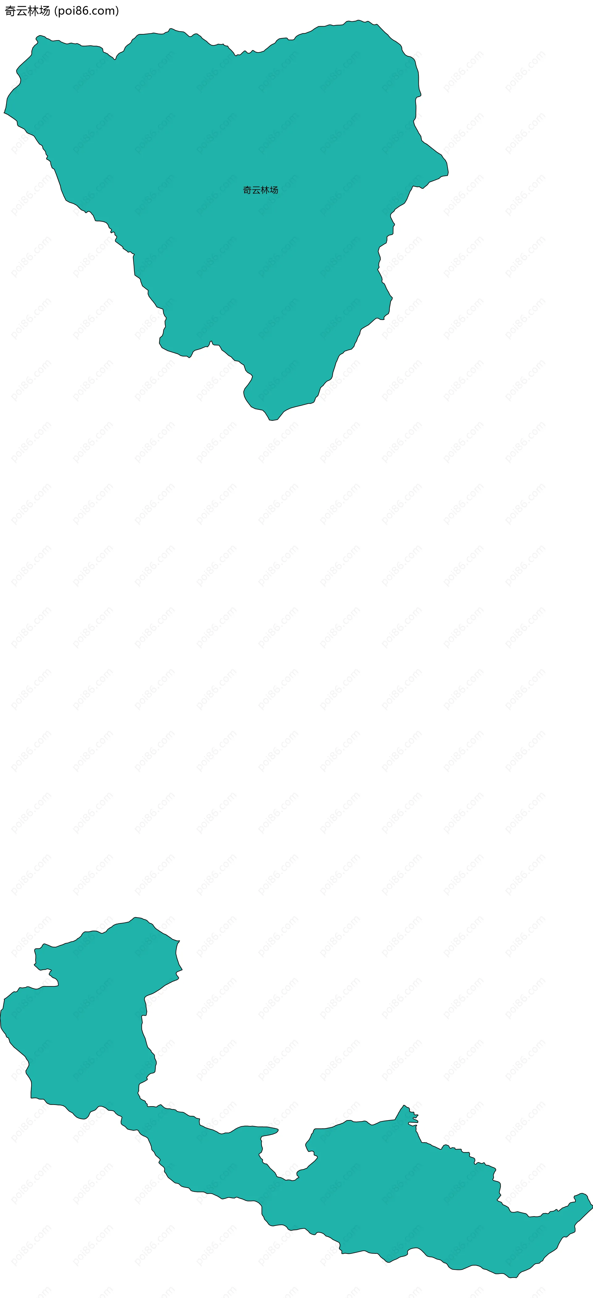 奇云林场边界地图(五级行政区划)