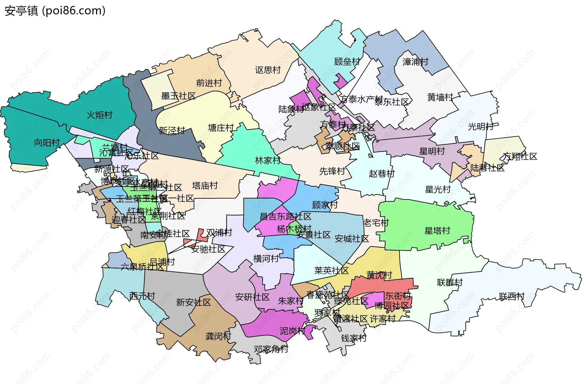 安亭镇边界地图(五级行政区划)