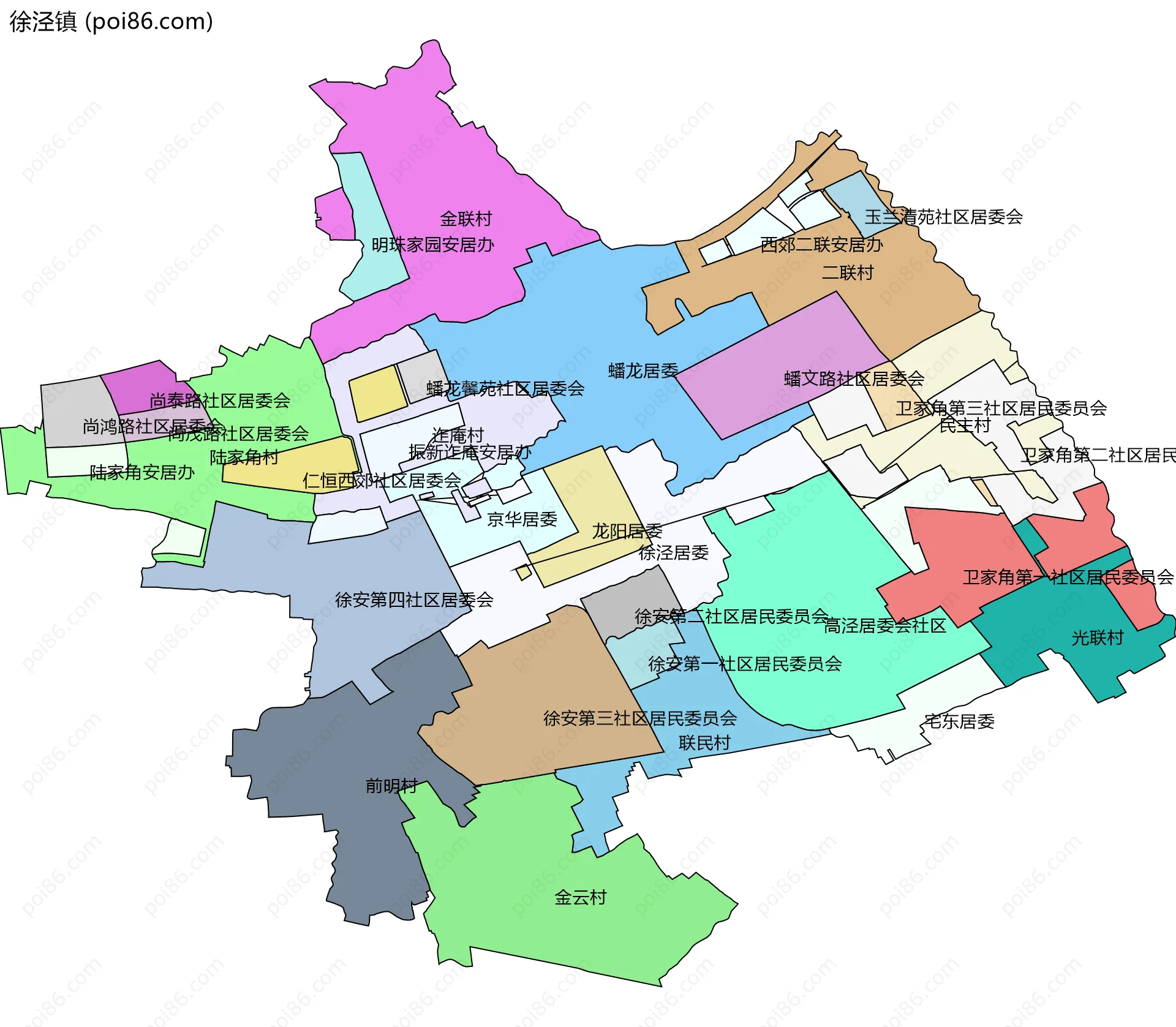 徐泾镇边界地图(五级行政区划)